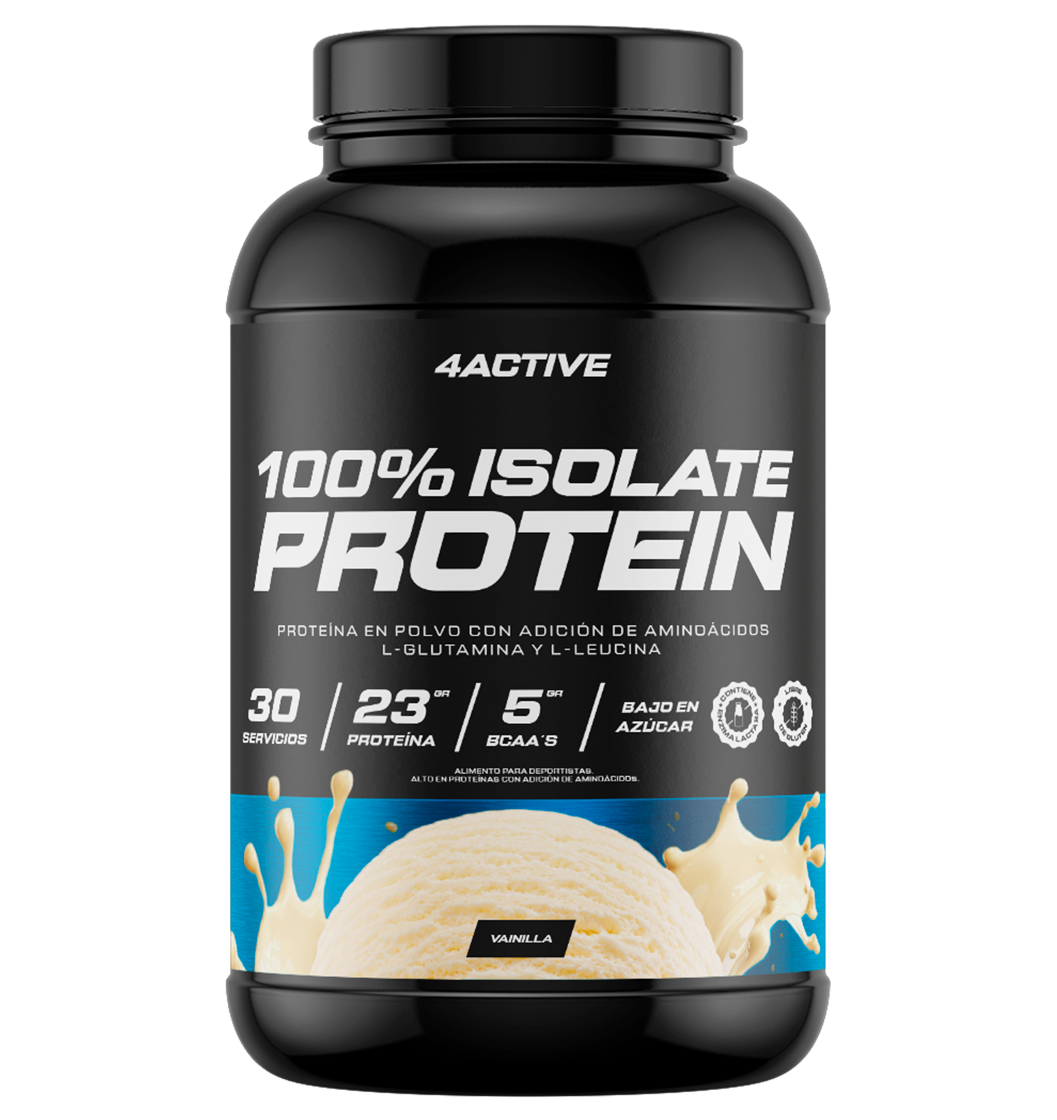 PROTEINA 100% ISOLATE 840GR 30 SERVICIOS VAINILLA - 4ACTIVE-0