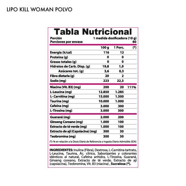 Termogénico Polvo Lipo Kill Mujer 600 grs.- Piña - Winkler N.-1