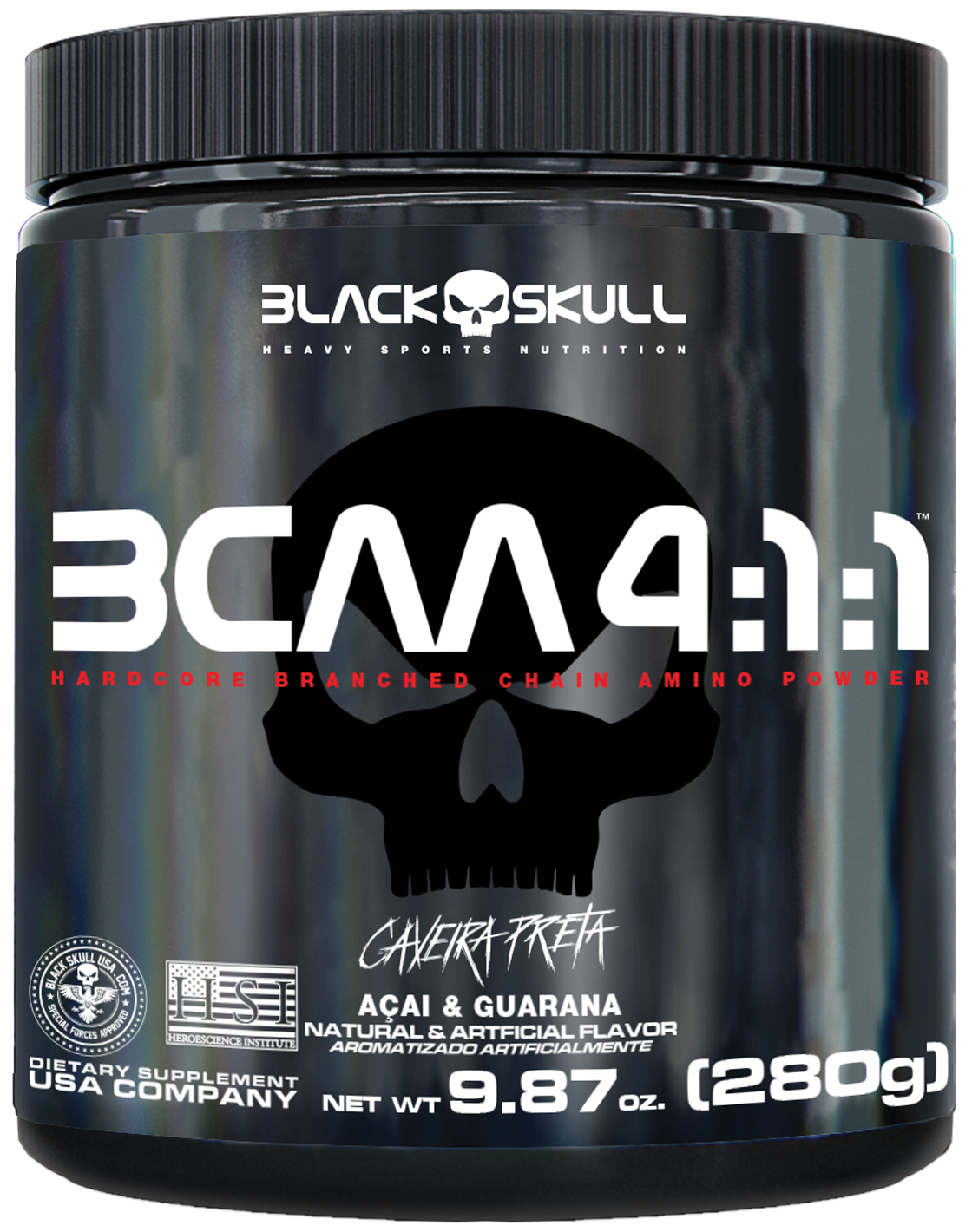 Bcaa 4:1:1 black skull 40 servicios guarana-0