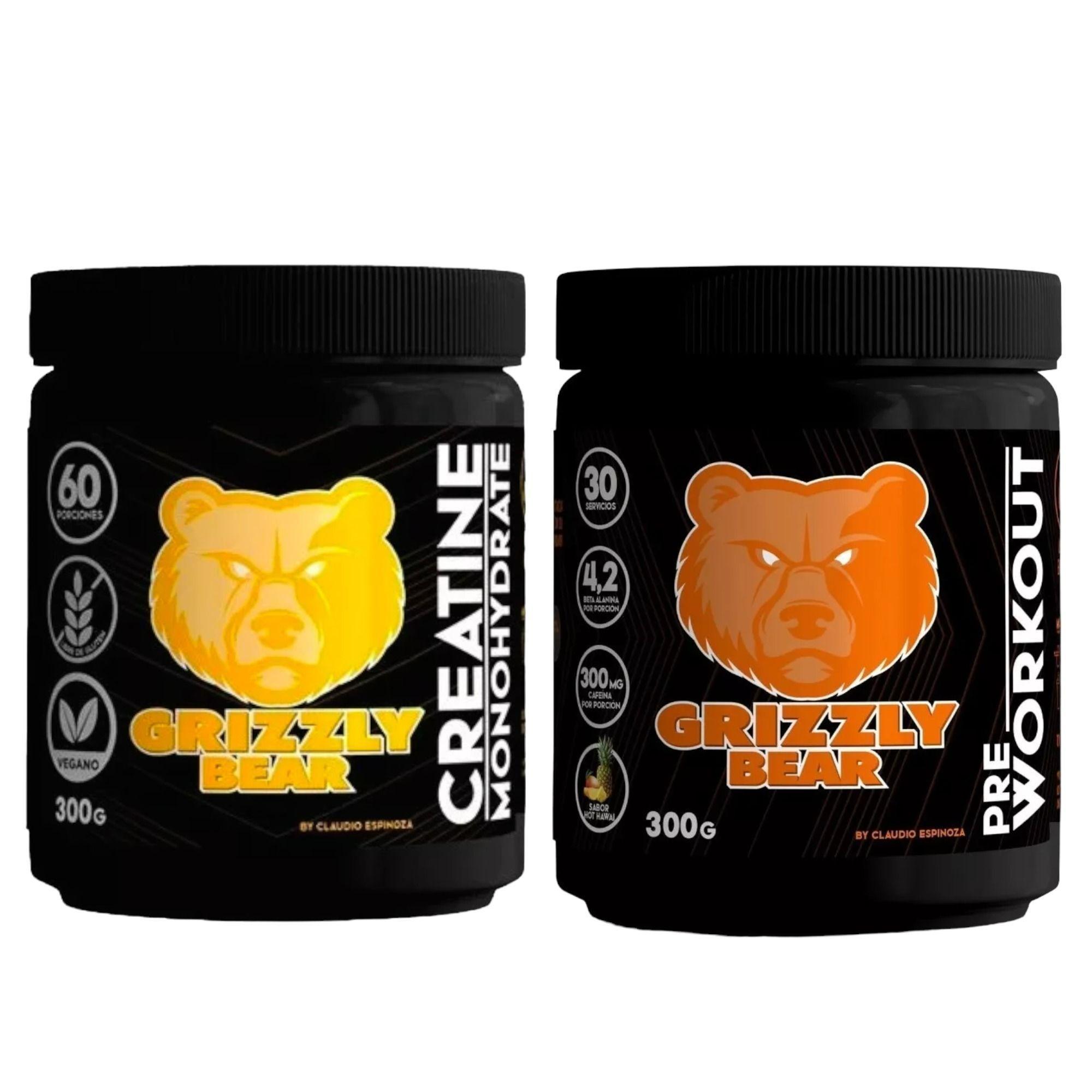 Creatina monohidratada - 300 gr y Pre Workout Hot Haway - Grizzly Bears-0