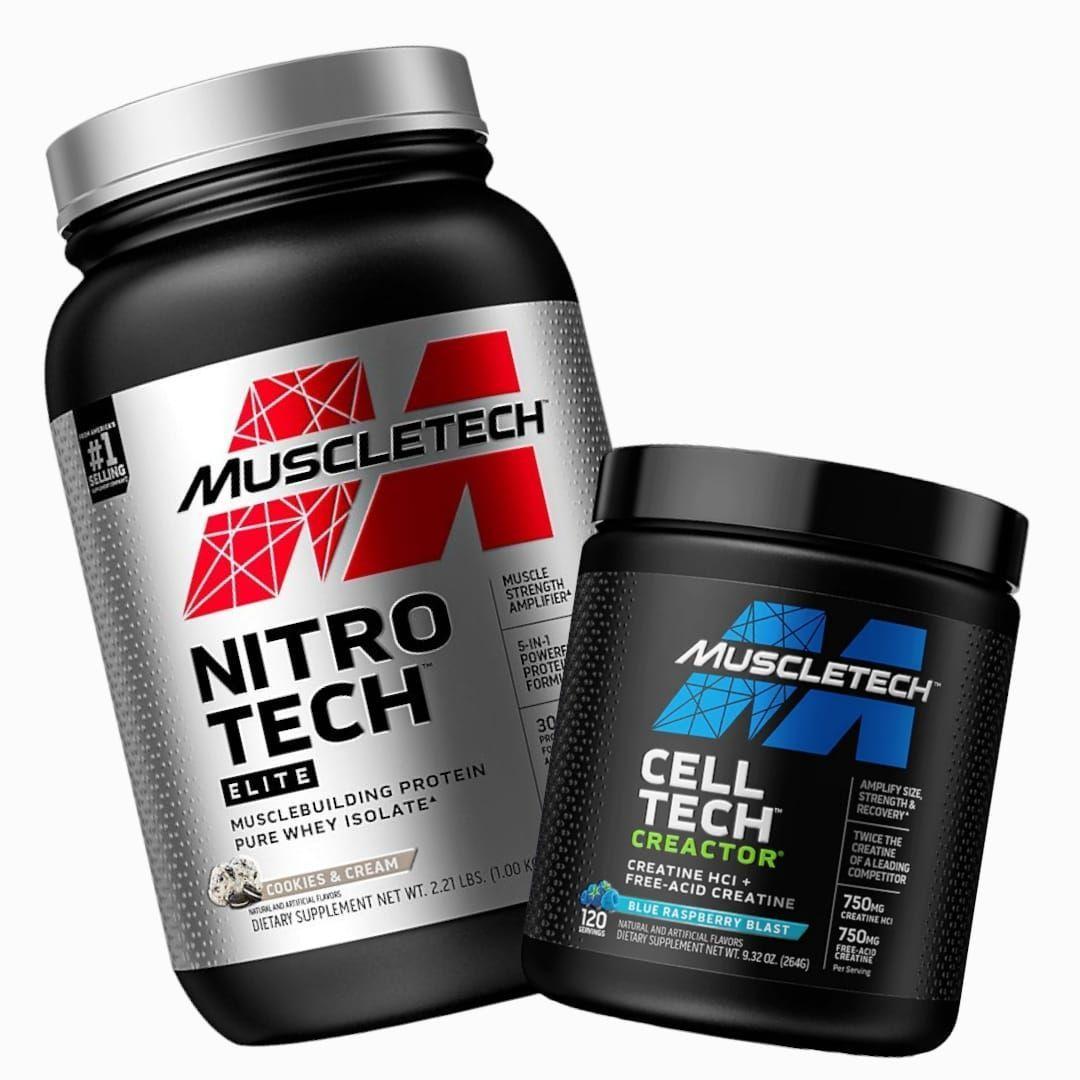 PACK PROTEINA NITRO TECH ELITE COOKIES 1KG + CREATINA 120 SV BLUERASP-0