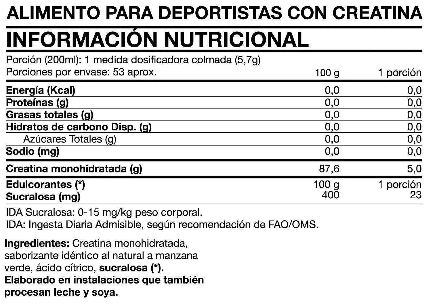 CREATINA MONOHIDRATADA TASTY 300GR GREEN APPLE SOUR GUMMIES - FOODTECH-1
