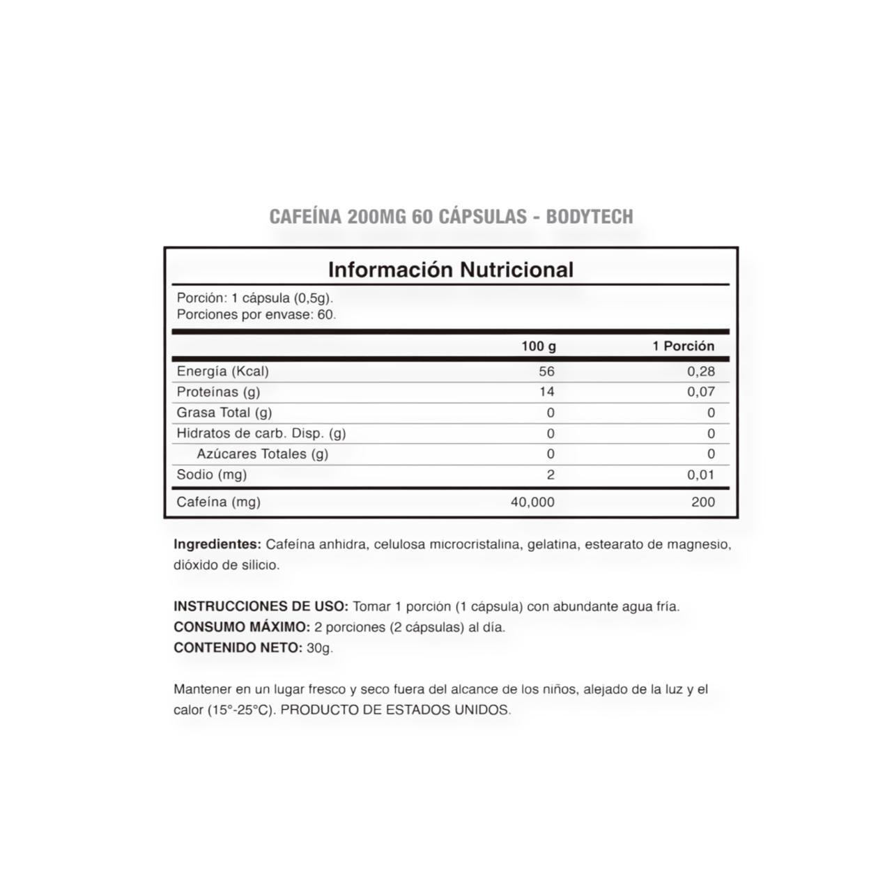 CAFEINA 200MG 60 CAPS - BODYTECH-1