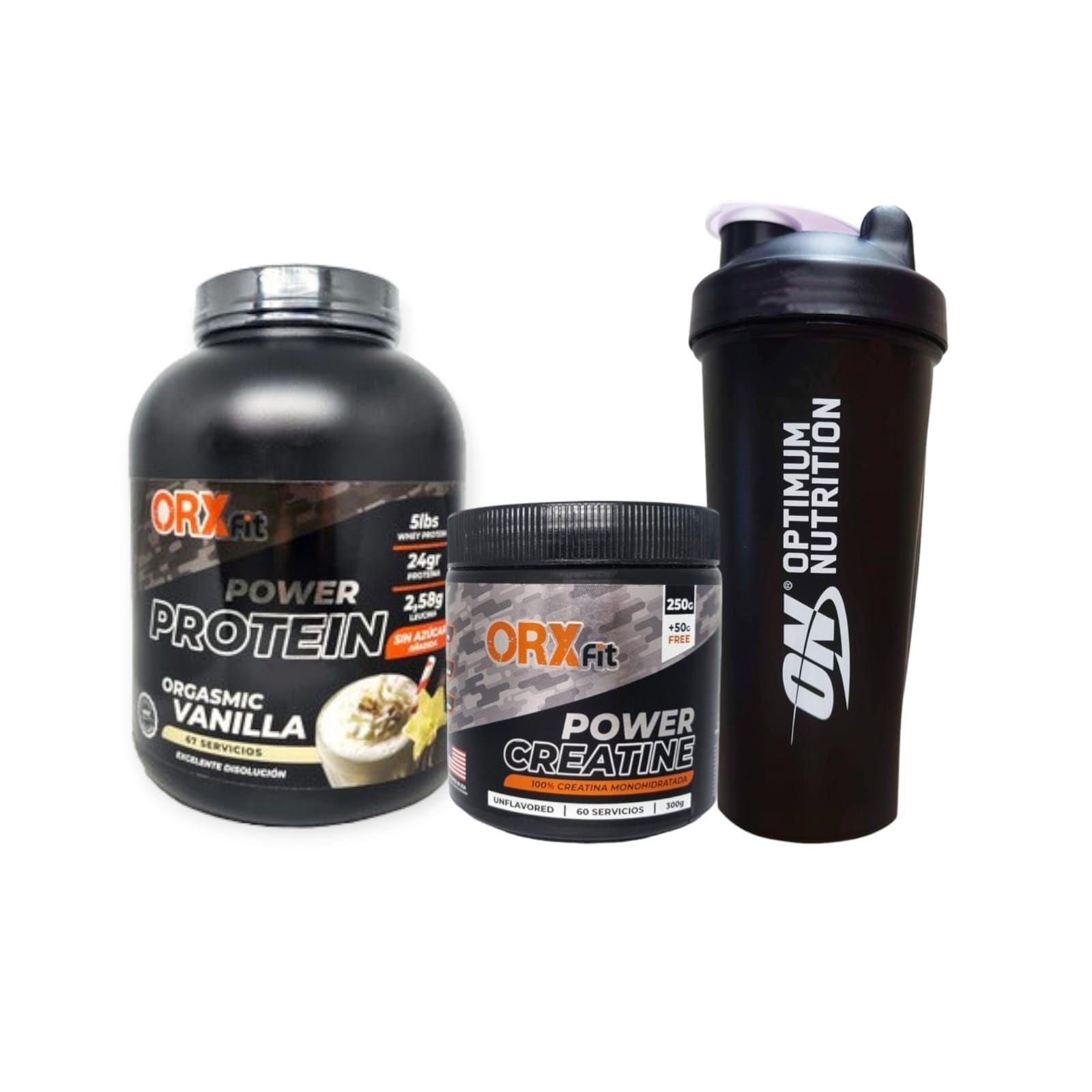 PACK PROTEINA POWER PROTEIN 5LBS VAINILLA + CREATINA + SHAKER - ORXFIT-0