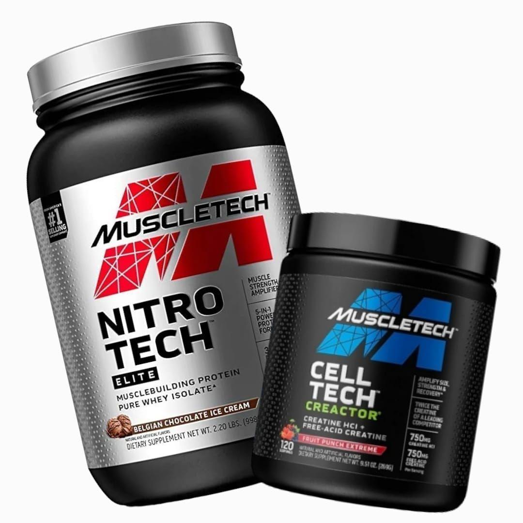 PACK PROTEINA NITRO TECH ELITE CHOCOLATE 1KG + CREATINA 120 SV FRUITPUNCH-0