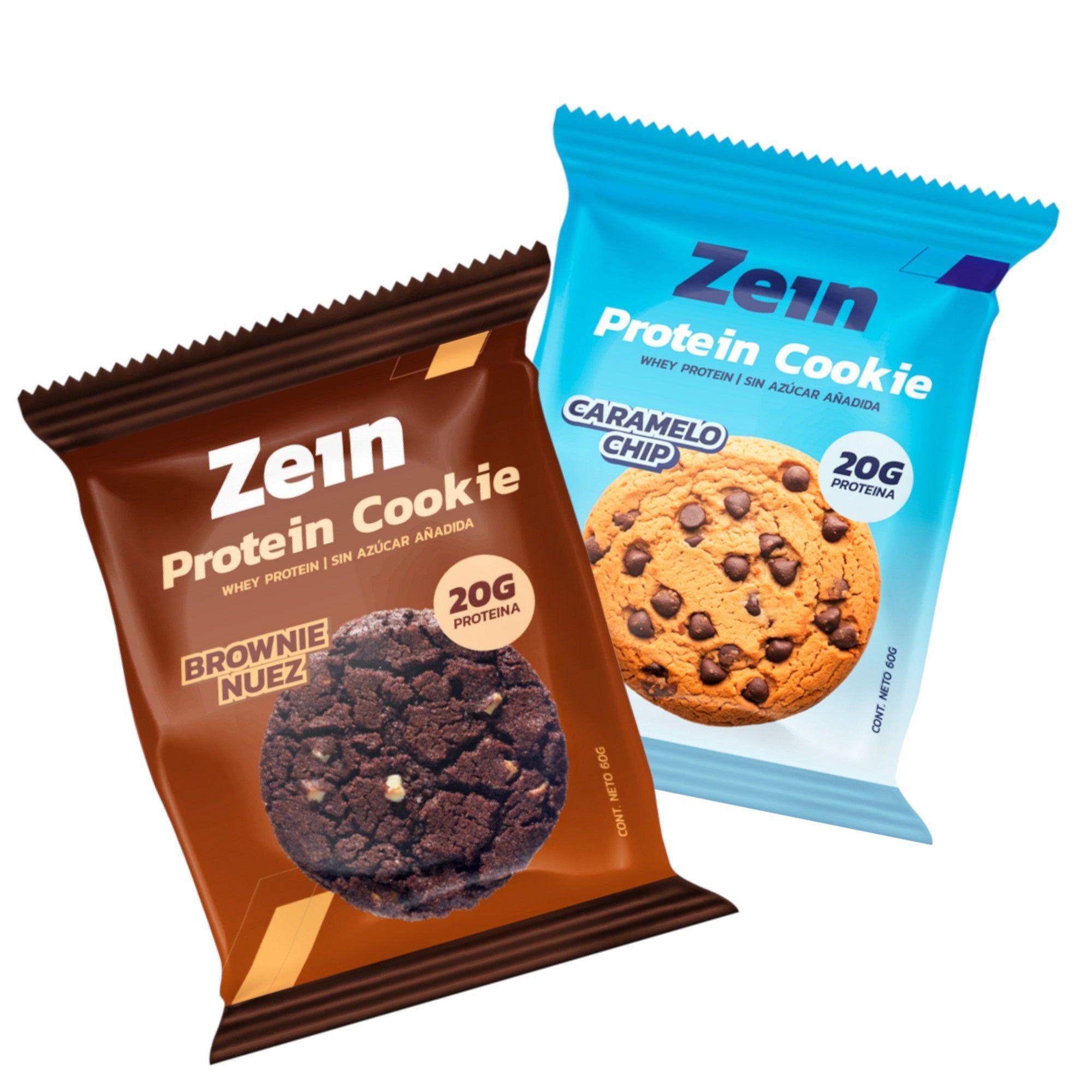 PACK X12 GALLETON PROTEIN COOKIE 20GR MIX 2 SABORES ZEIN-1