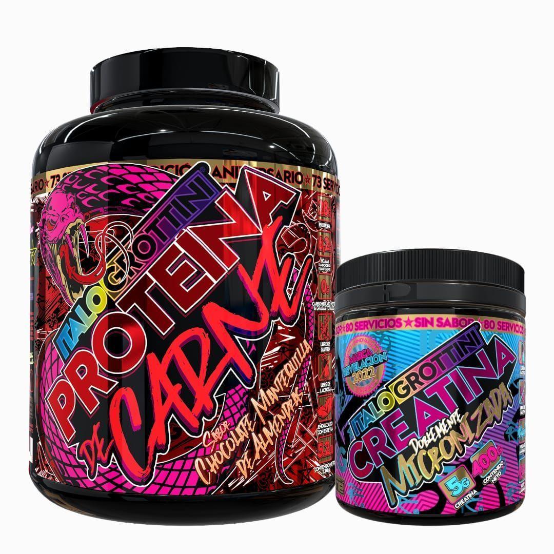 Pack Proteina de Carne 5.2Lb y Creatina 80Serv. Sin sabor ITALO GROTTINI-0
