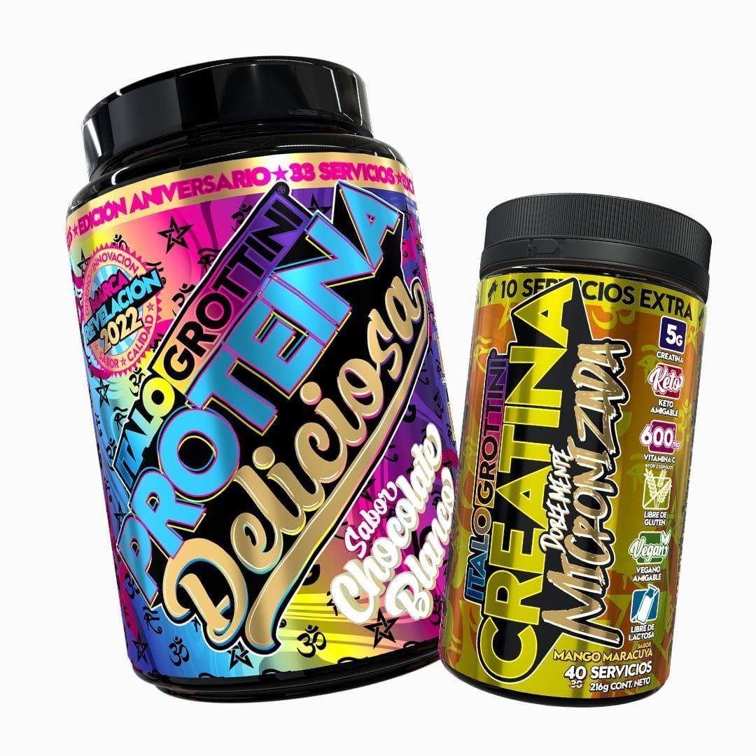 PROTEINA WHEY DELICIOSA 2,3LB - CHOCOLATE BLANCO + CREATINA 40SV MANGO MARACUYA-0