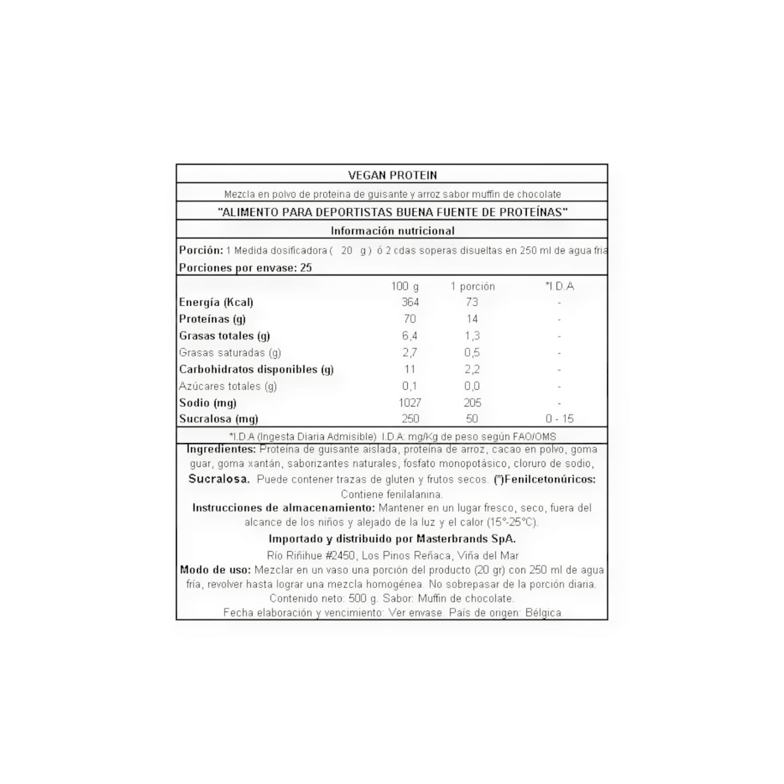 PROTEINA VEGANA SIN AZUCAR 500G 25 SV RED FRUITS - QNT-1