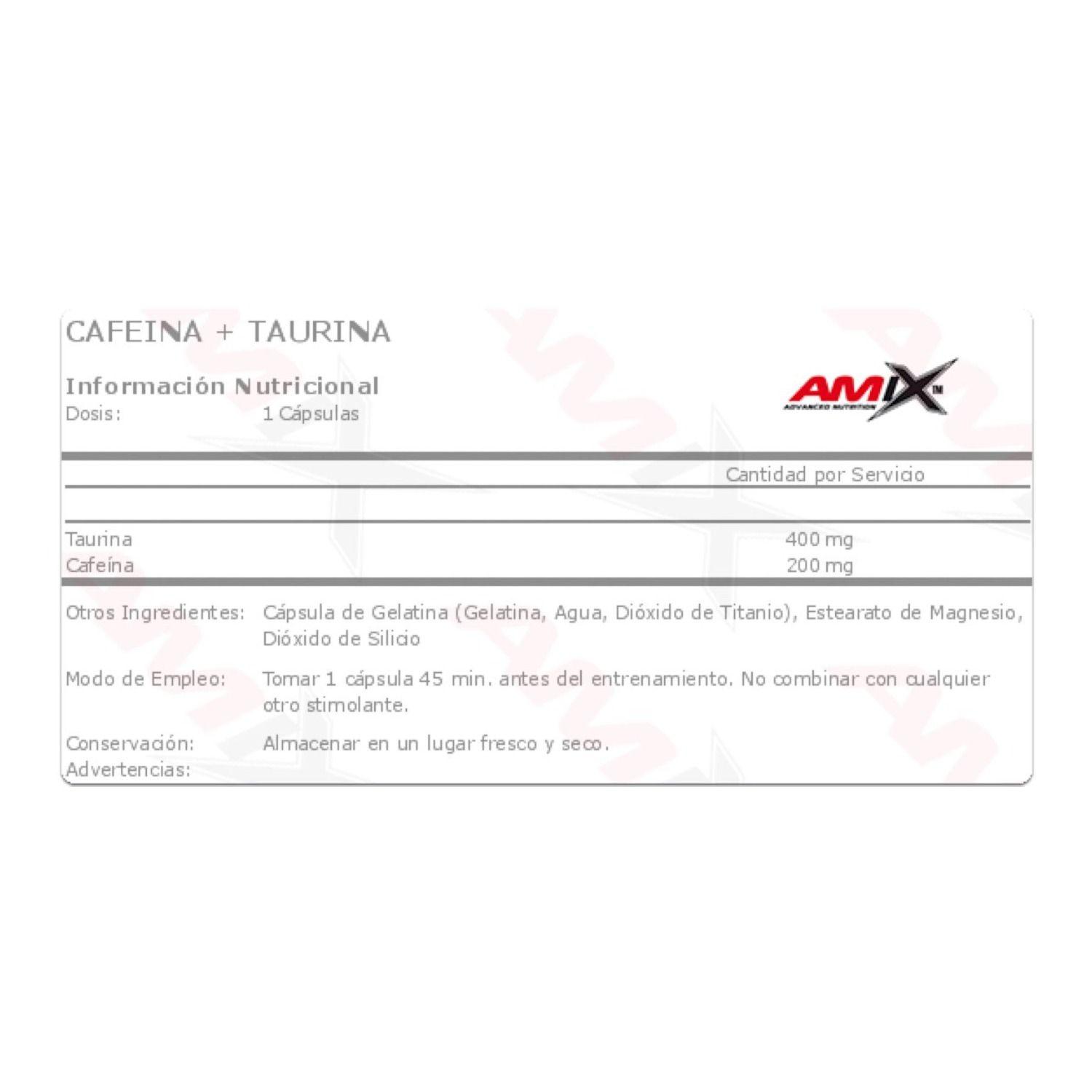 Caffeine 200mg c/Taurina , Amix 90 Caps-1