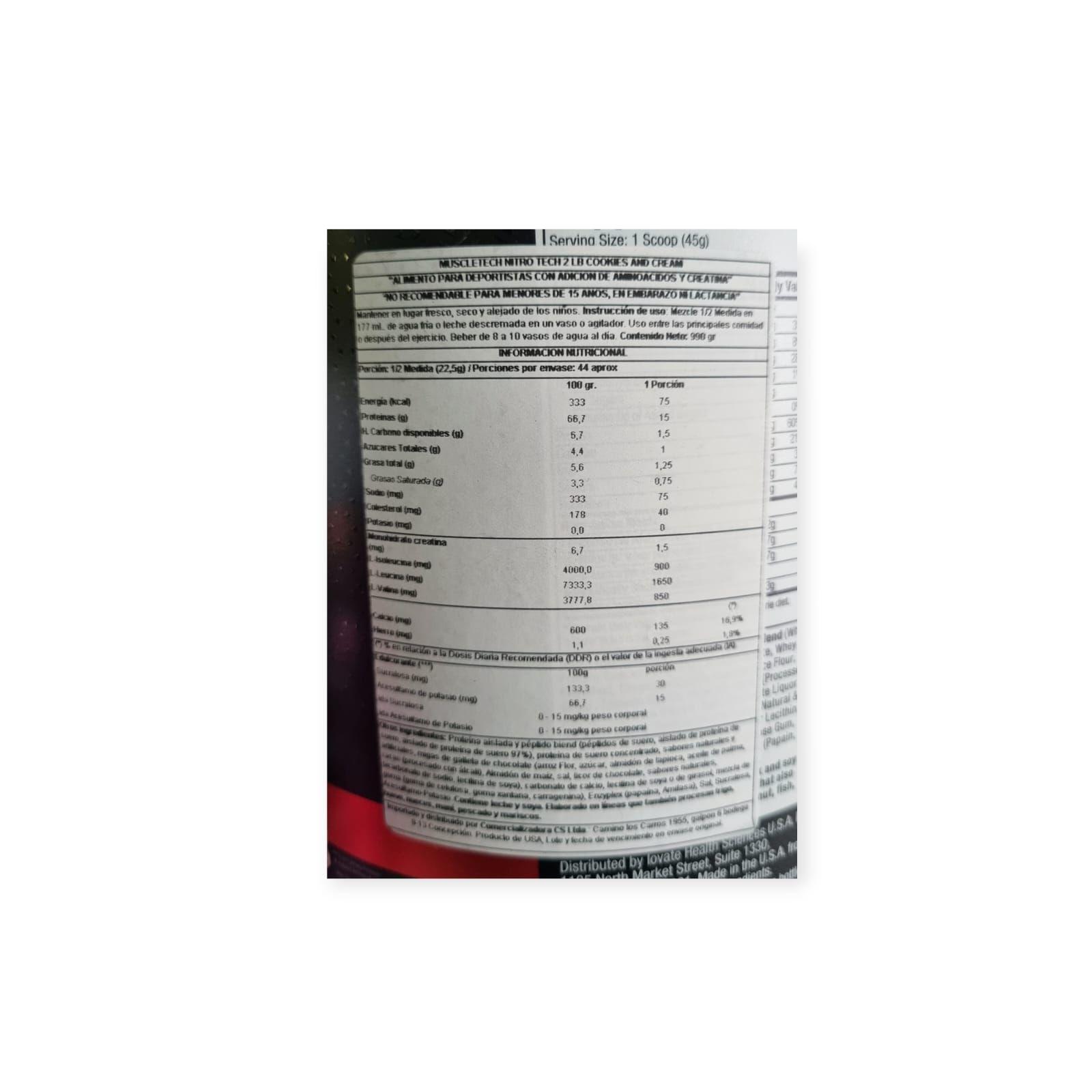 Nitro Tech 100% Whey Gold 2 LBS COOKIES AND CREAM - MUSCLETECH-1