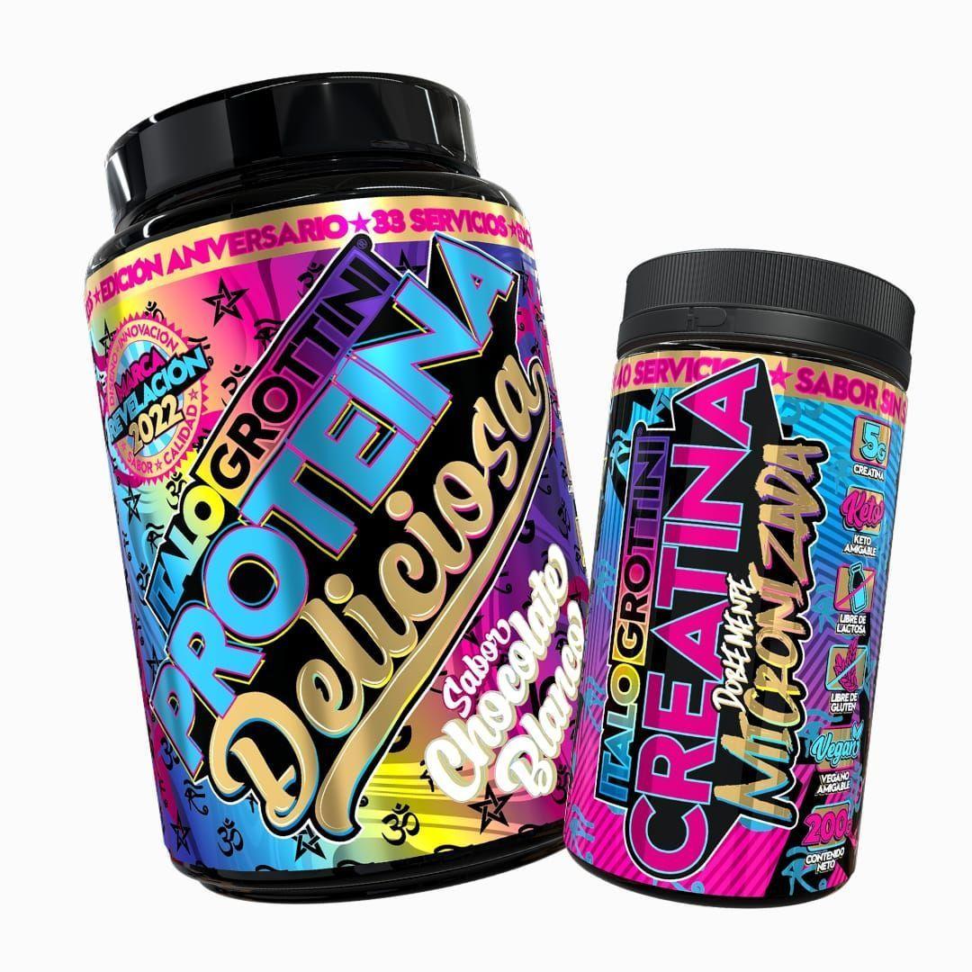 PROTEINA WHEY DELICIOSA 2,3LB - CHOCOLATE BLANCO + CREATINA 40SV SIN SABOR-0