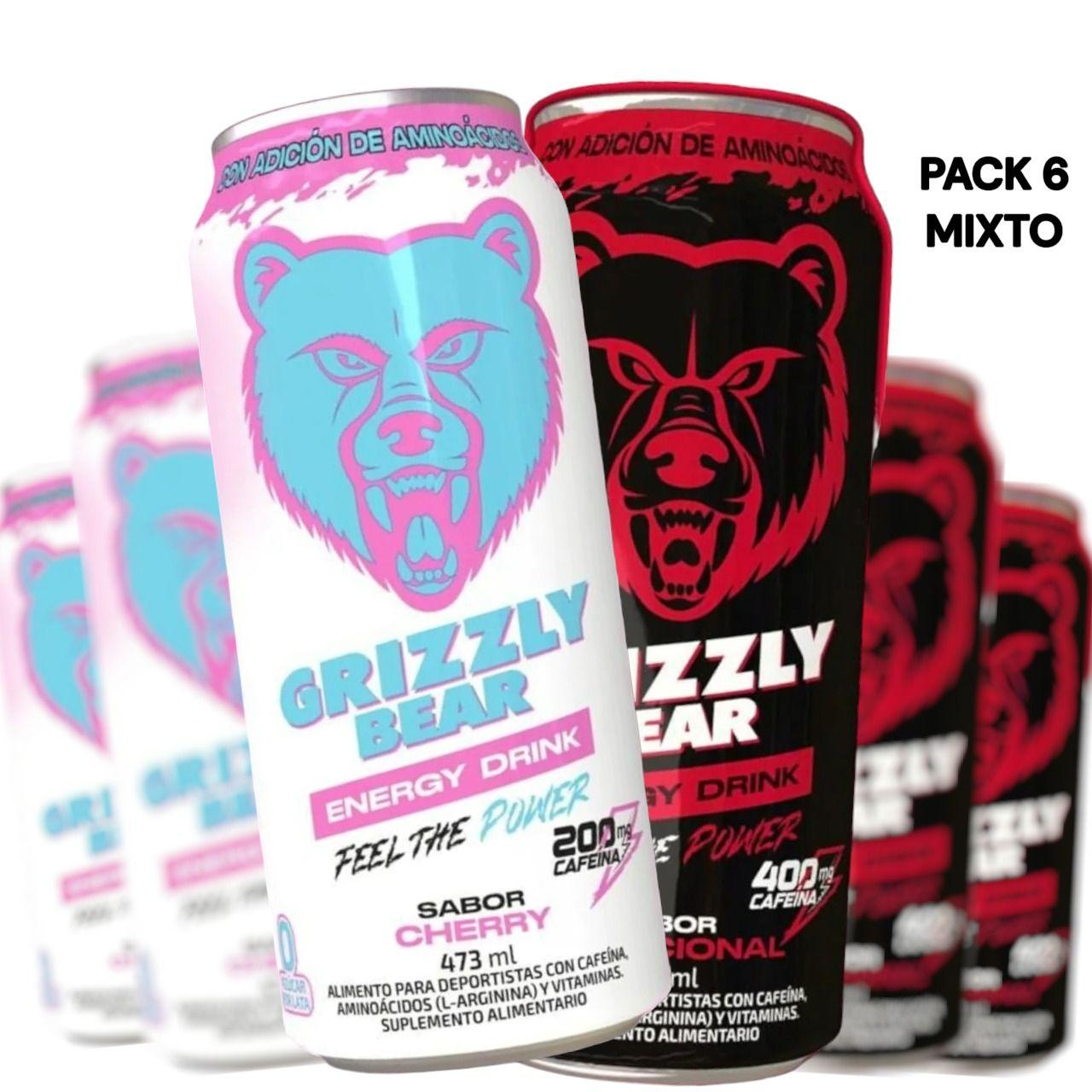 Pack 6 energeticas mixto - cherry y tradicional - Grizzly Bear-0
