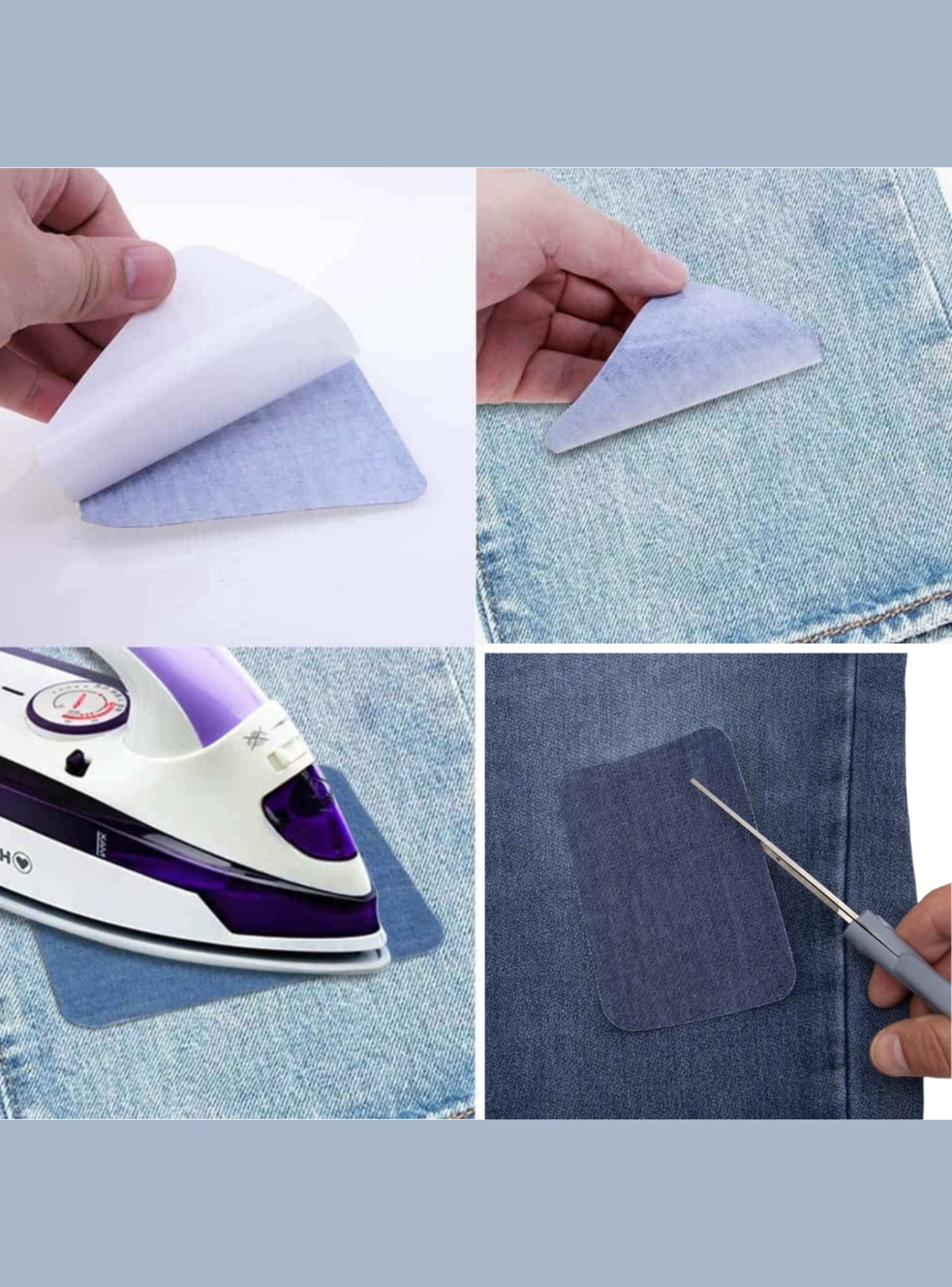 Parches Termoadhesivos Para Jeans Vaqueros Diferentes Tonos Negro y Azul-1