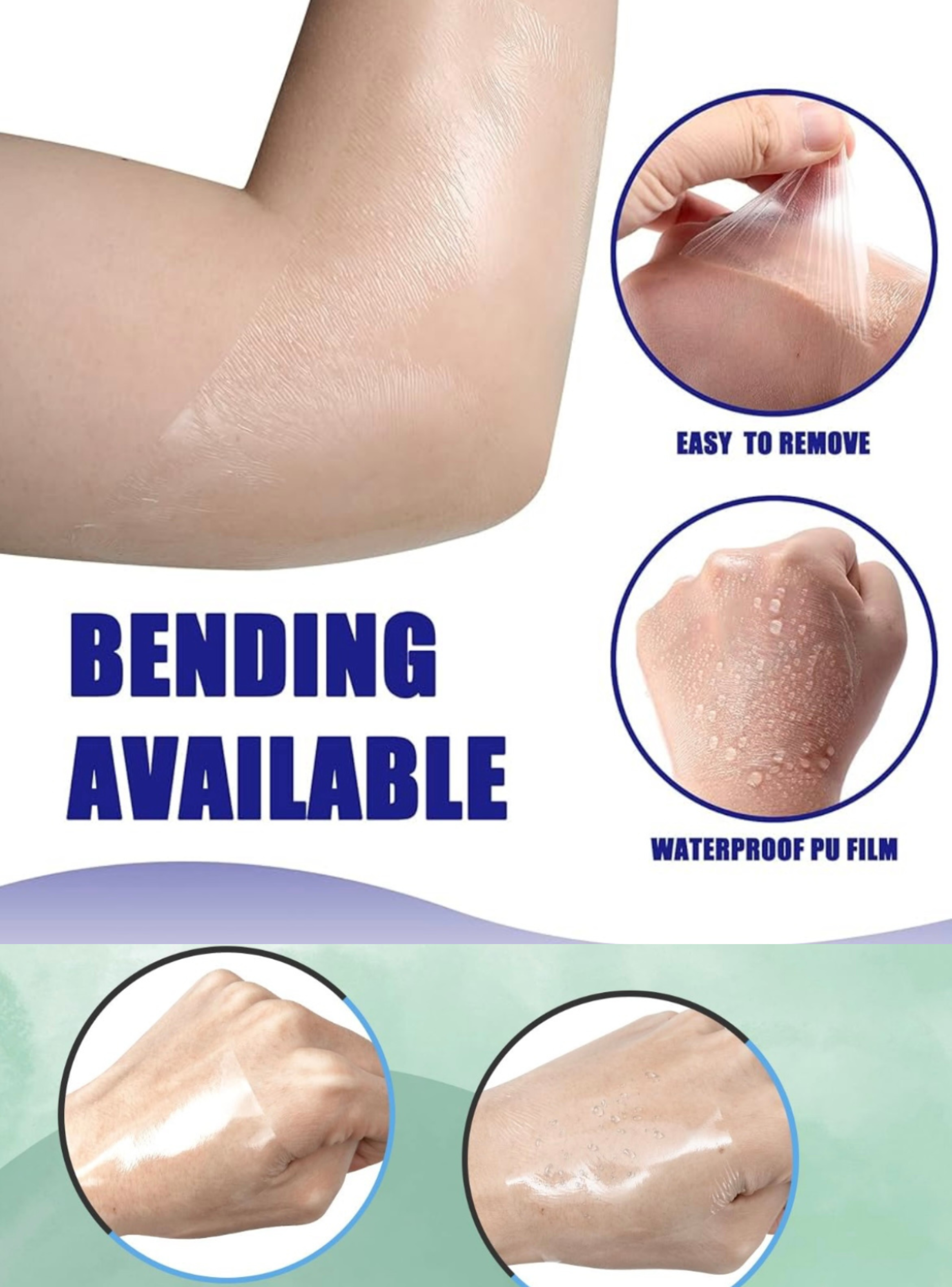 10 Parches Impermeables Para Heridas, Tatuajes, Piscina y Ducha.-5