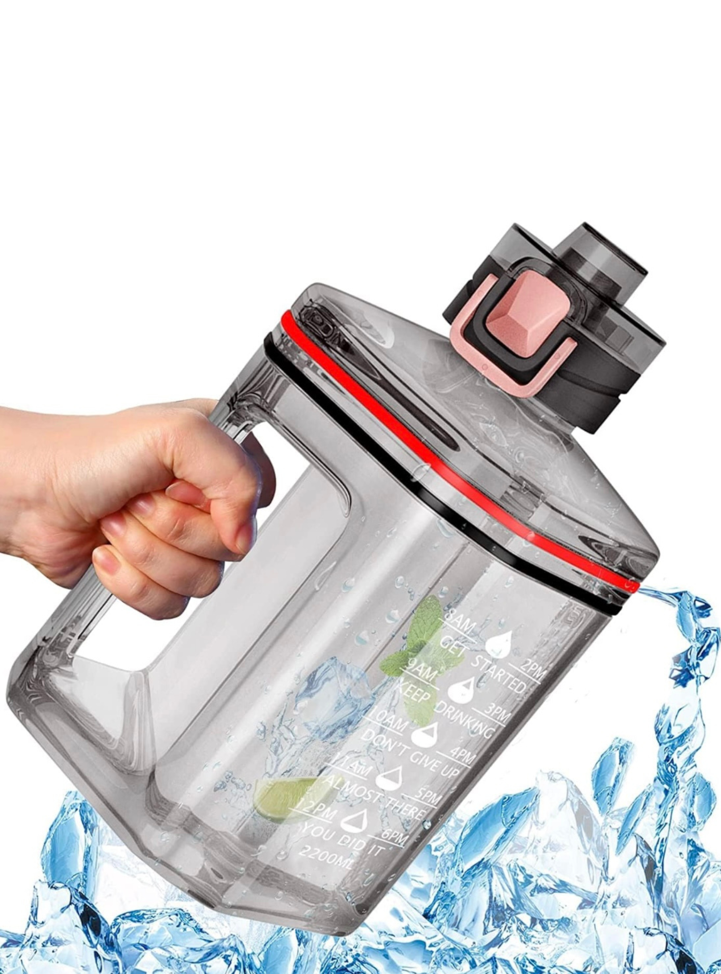 Botella De Agua 2200 Ml Motivacional Deportiva Con Medidor-0