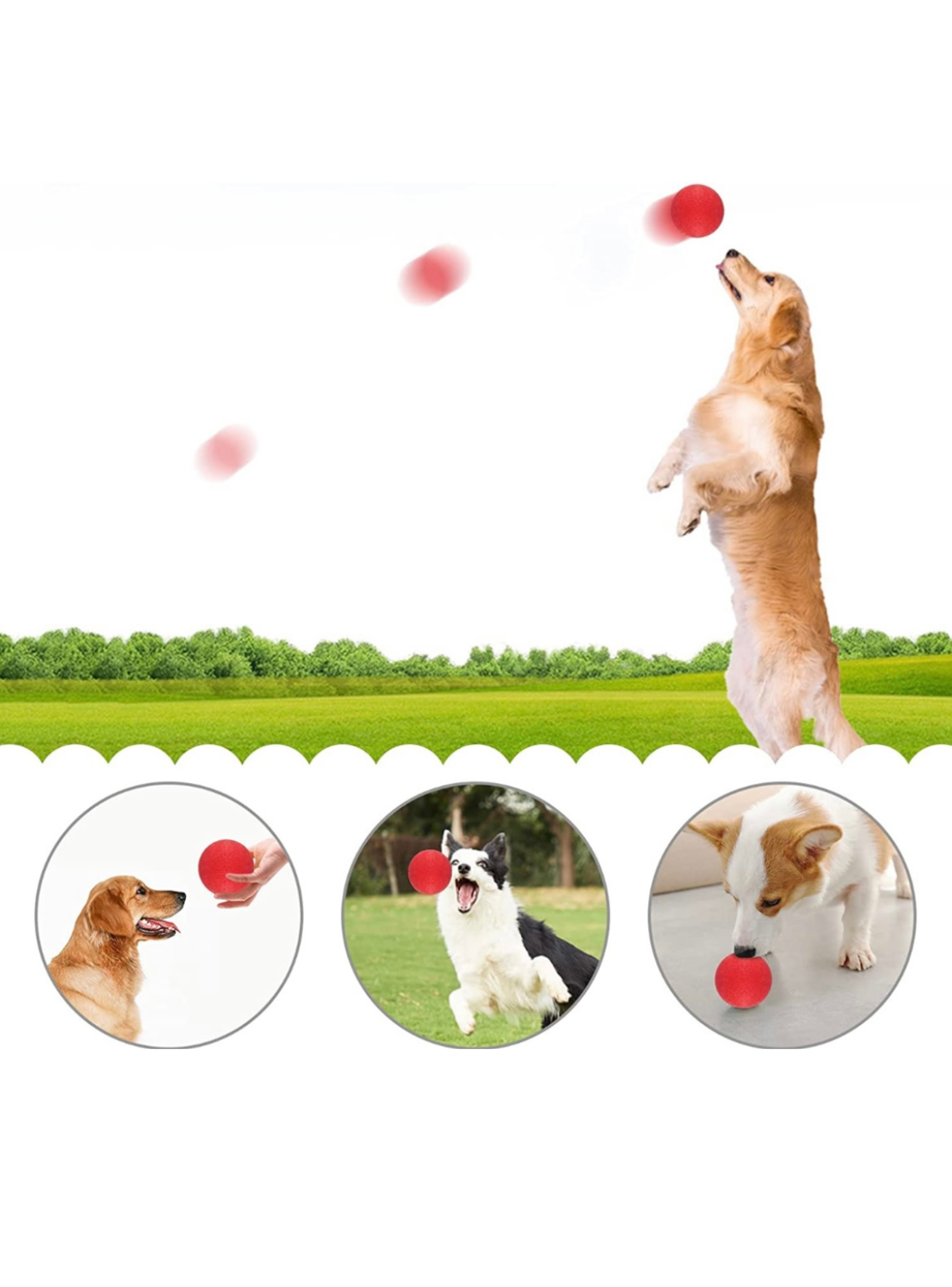 Pelota De Goma Roja Extra Dura Para Perro Saltarina Entrenamiento-2
