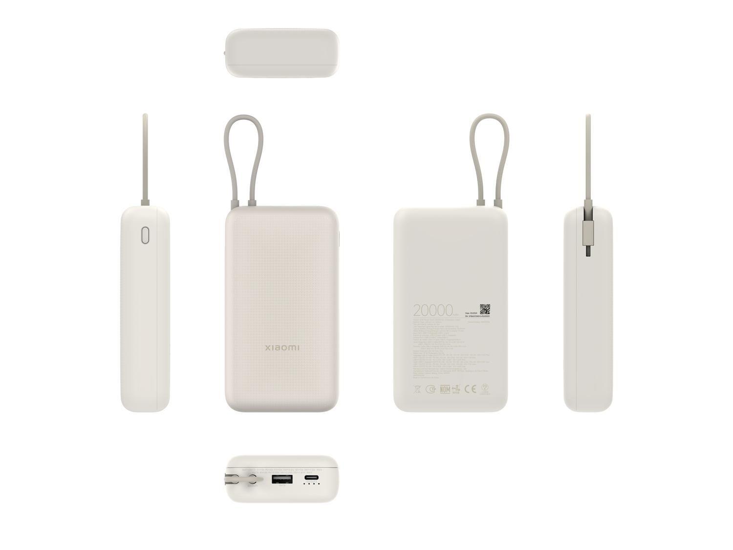 BATERIA PORTATIL XIAOMI INTERGRATED CABLE POWER BANK 20000 BEIGE-1