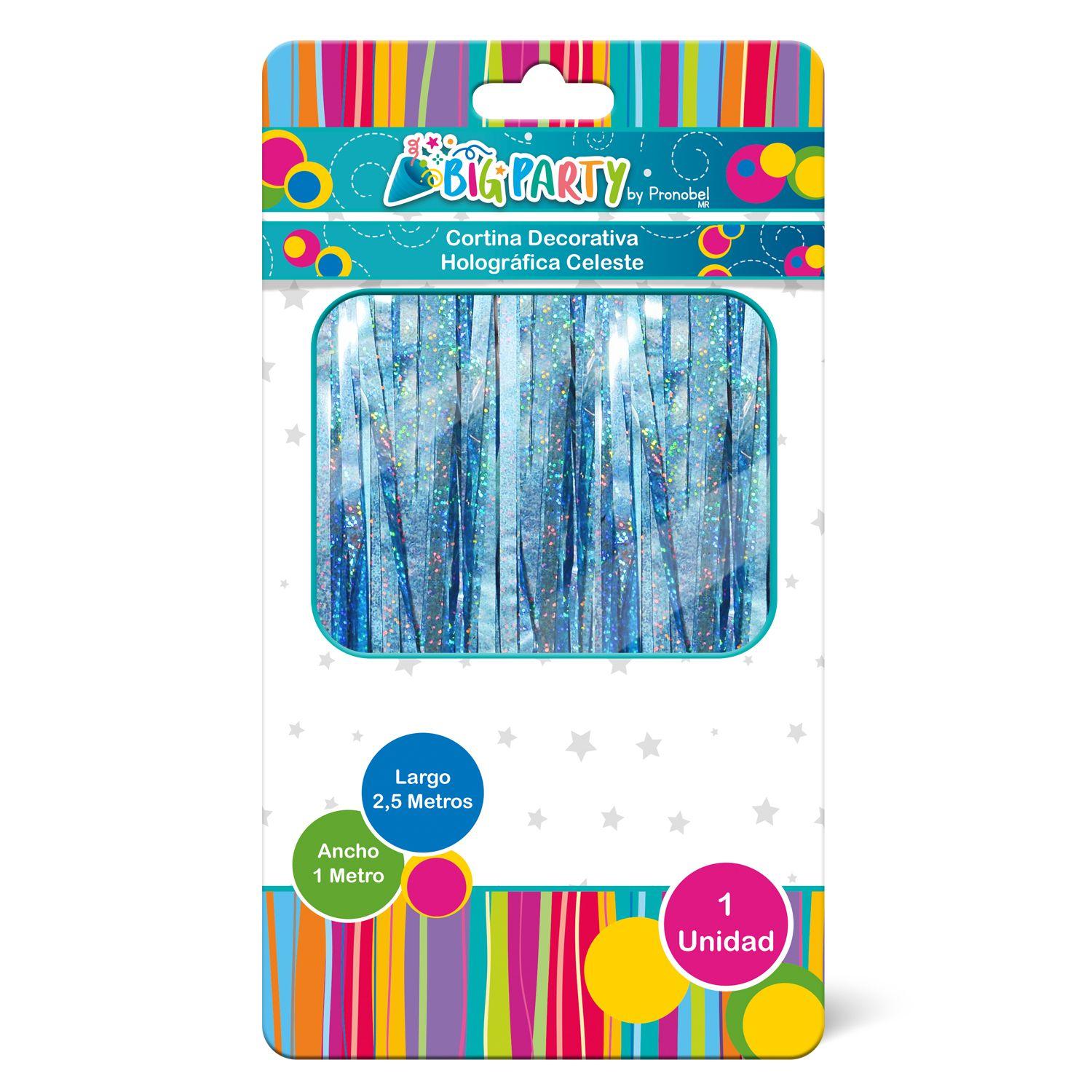 Cortina Holográfica Celeste 2,5 metros Big Party-0