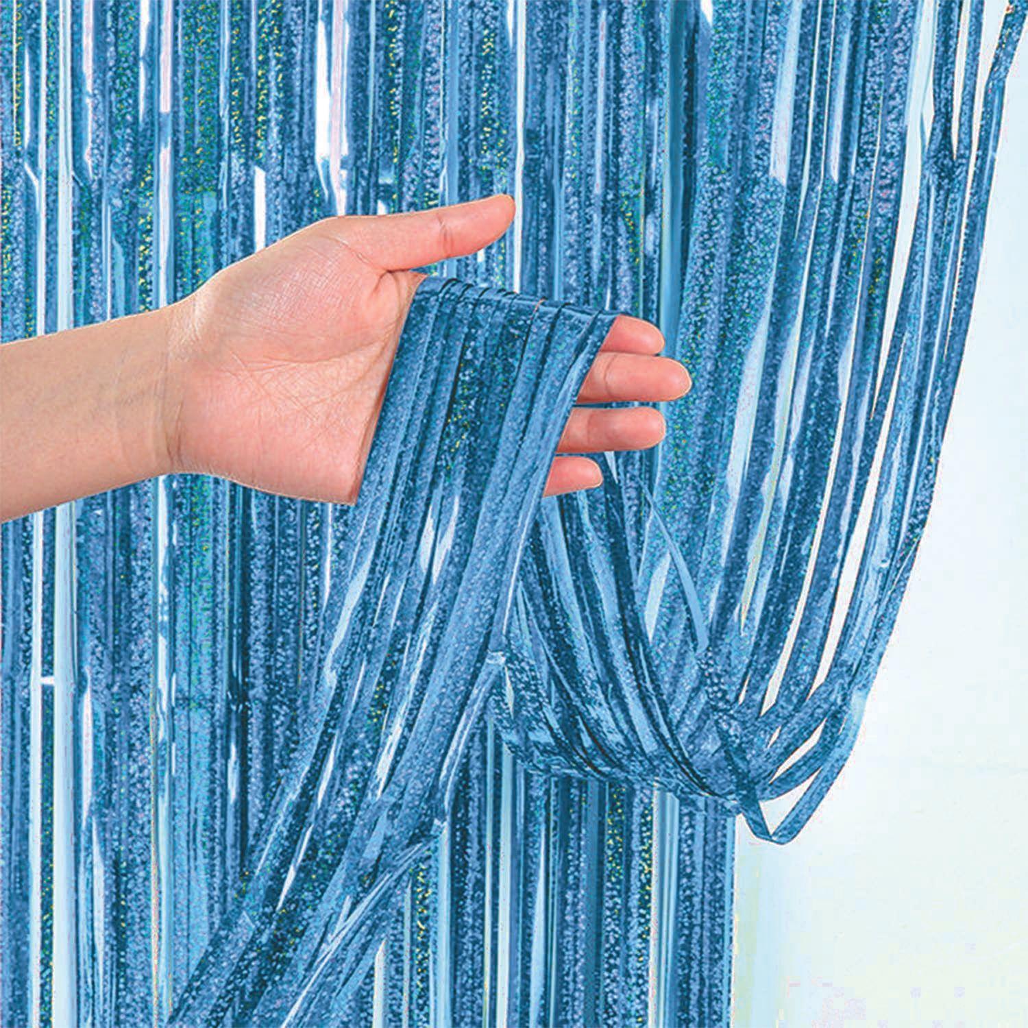 Cortina Holográfica Celeste 2,5 metros Big Party-2