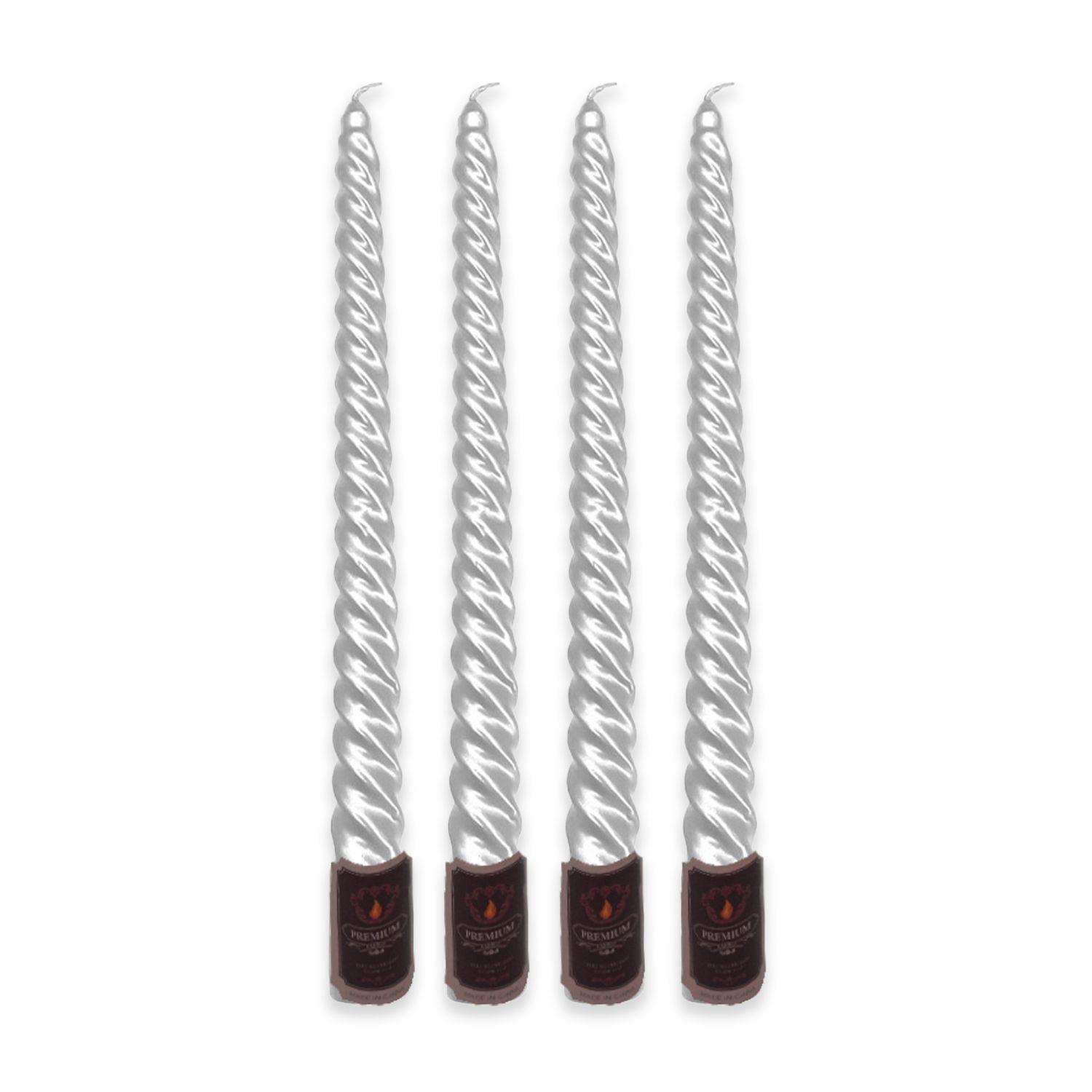 Vela Espiral Plateada 4 piezas Caja Pvc Big Party-0
