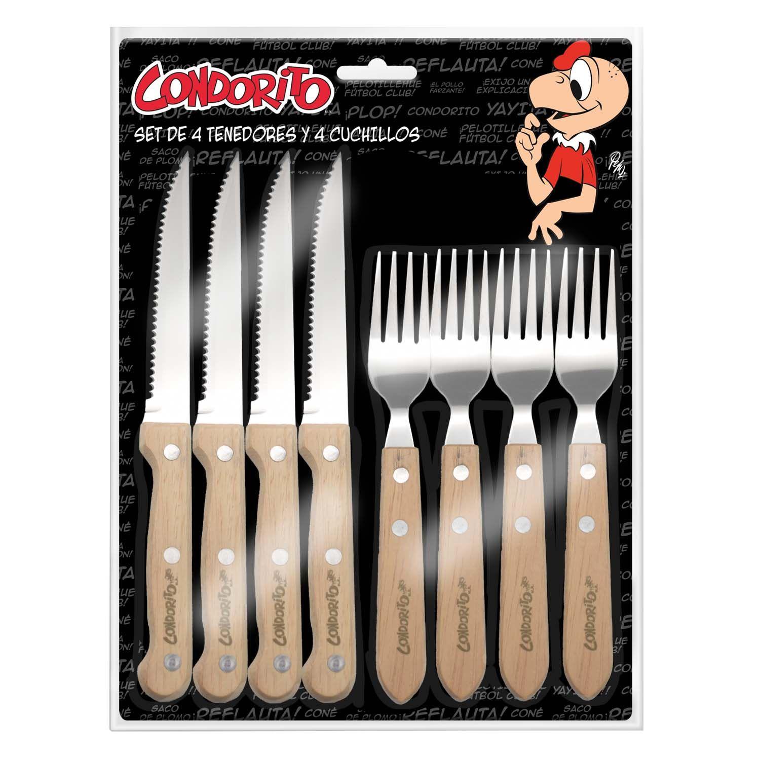 Set 4 Tenedores y 4 Cuchillos Condorito En Doble Blister-0