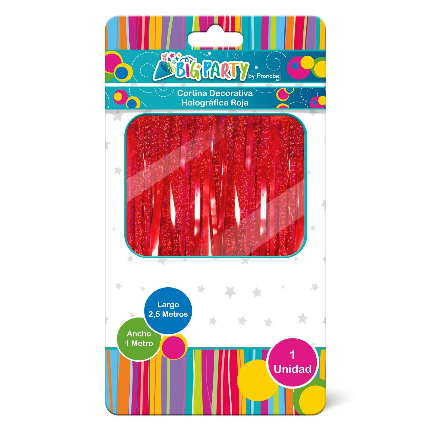 Cortina Holográfica Rojo 2,5 metros Big Party-0