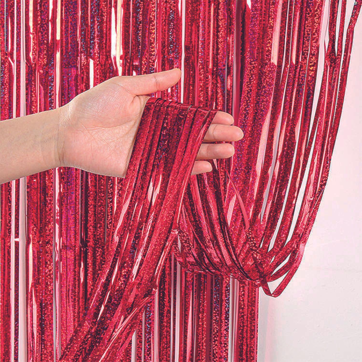 Cortina Holográfica Rojo 2,5 metros Big Party-2