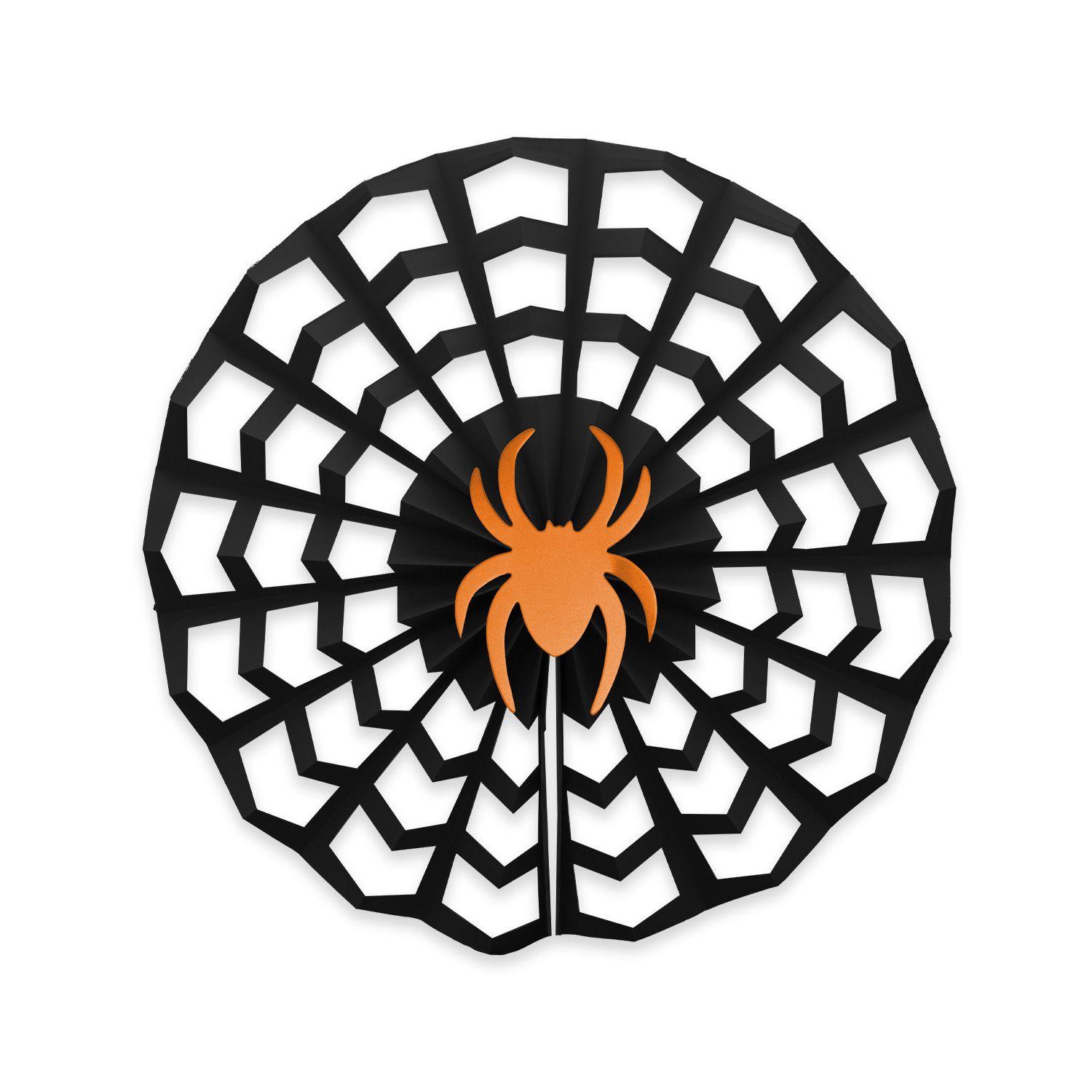 Set 2 Adornos Araña Papel 30 cm Halloween Big Party-0
