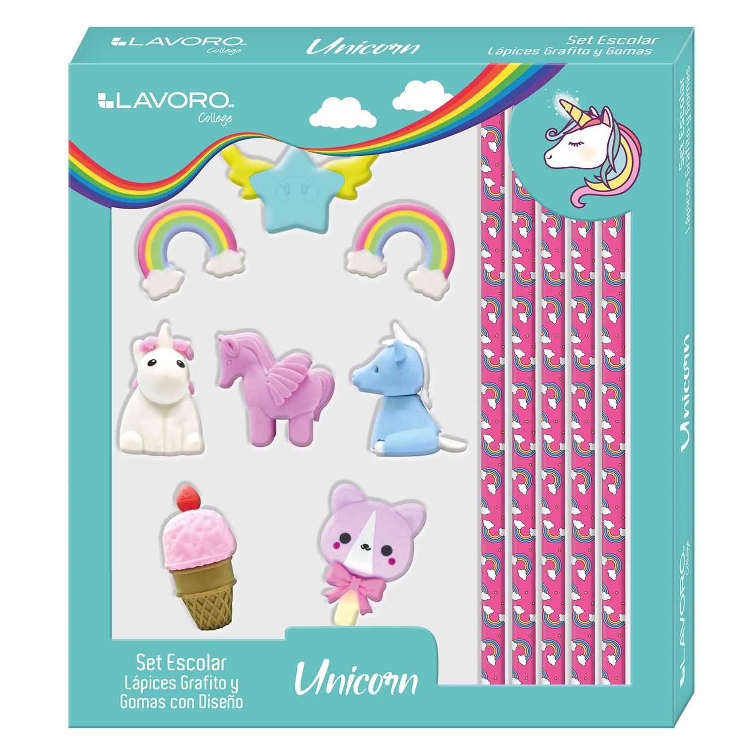 Set Regalo Escolar Lapices Grafito y Gomas Lavoro-0