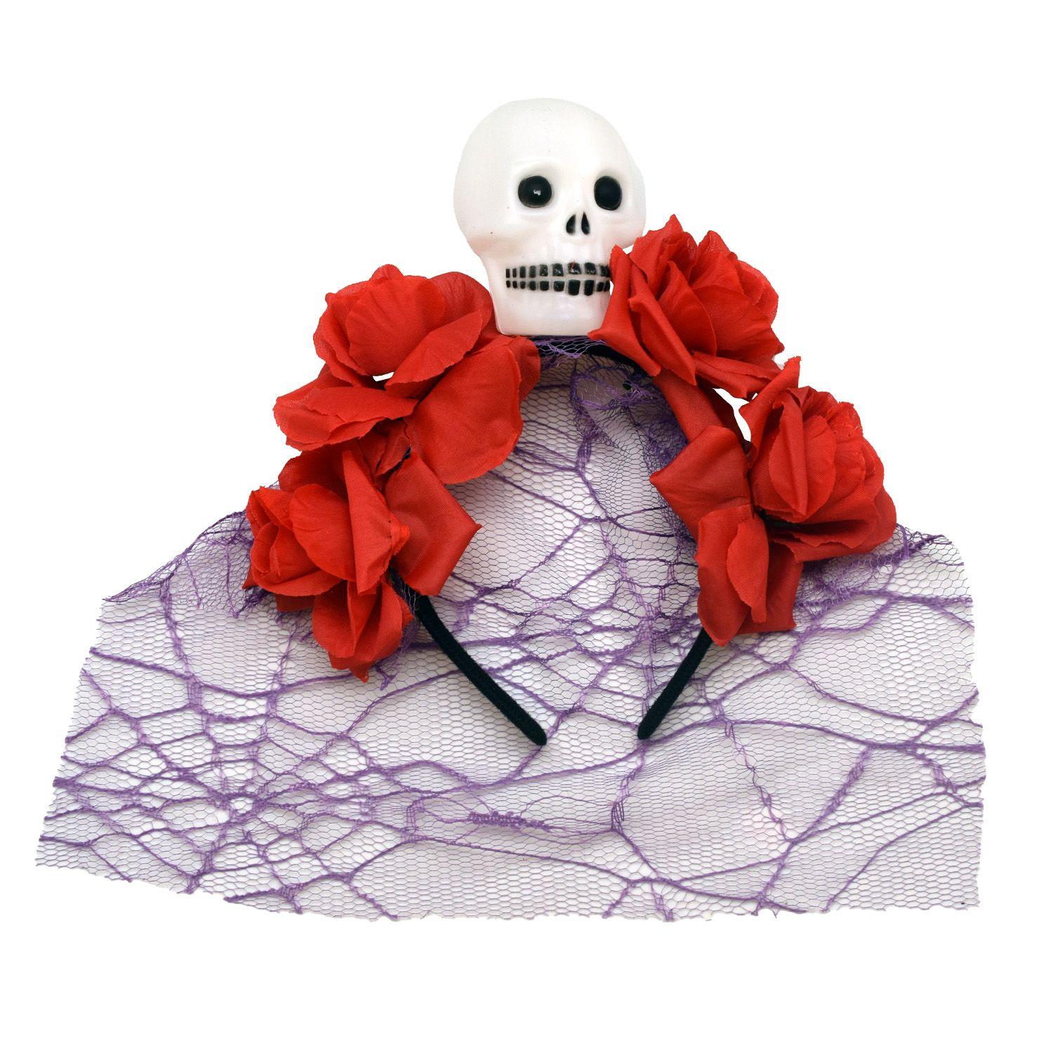 Cintillo Rosas Con Velo Halloween Big Party-1