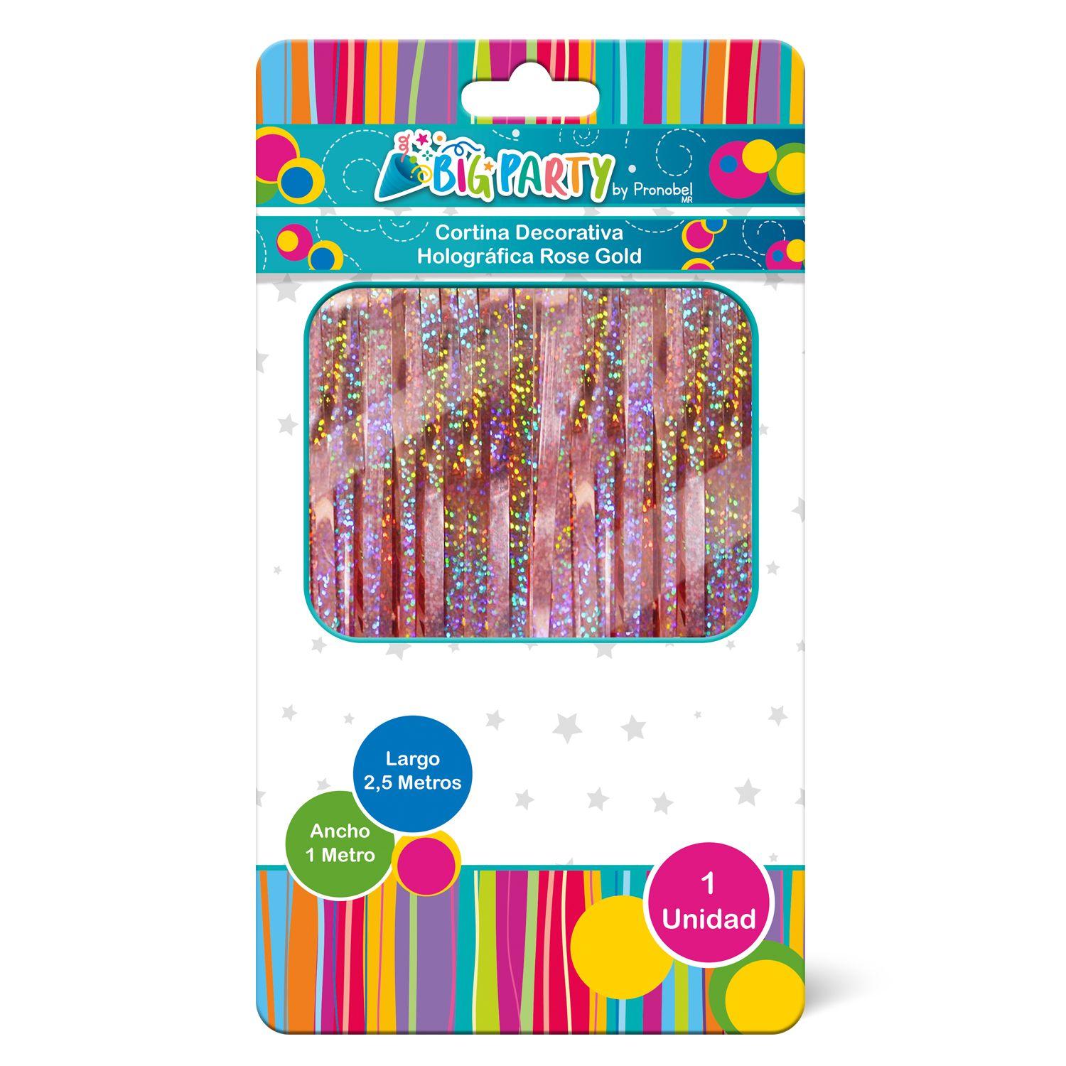 Cortina Holográfica Rose Gold 2,5 metros Big Party-0