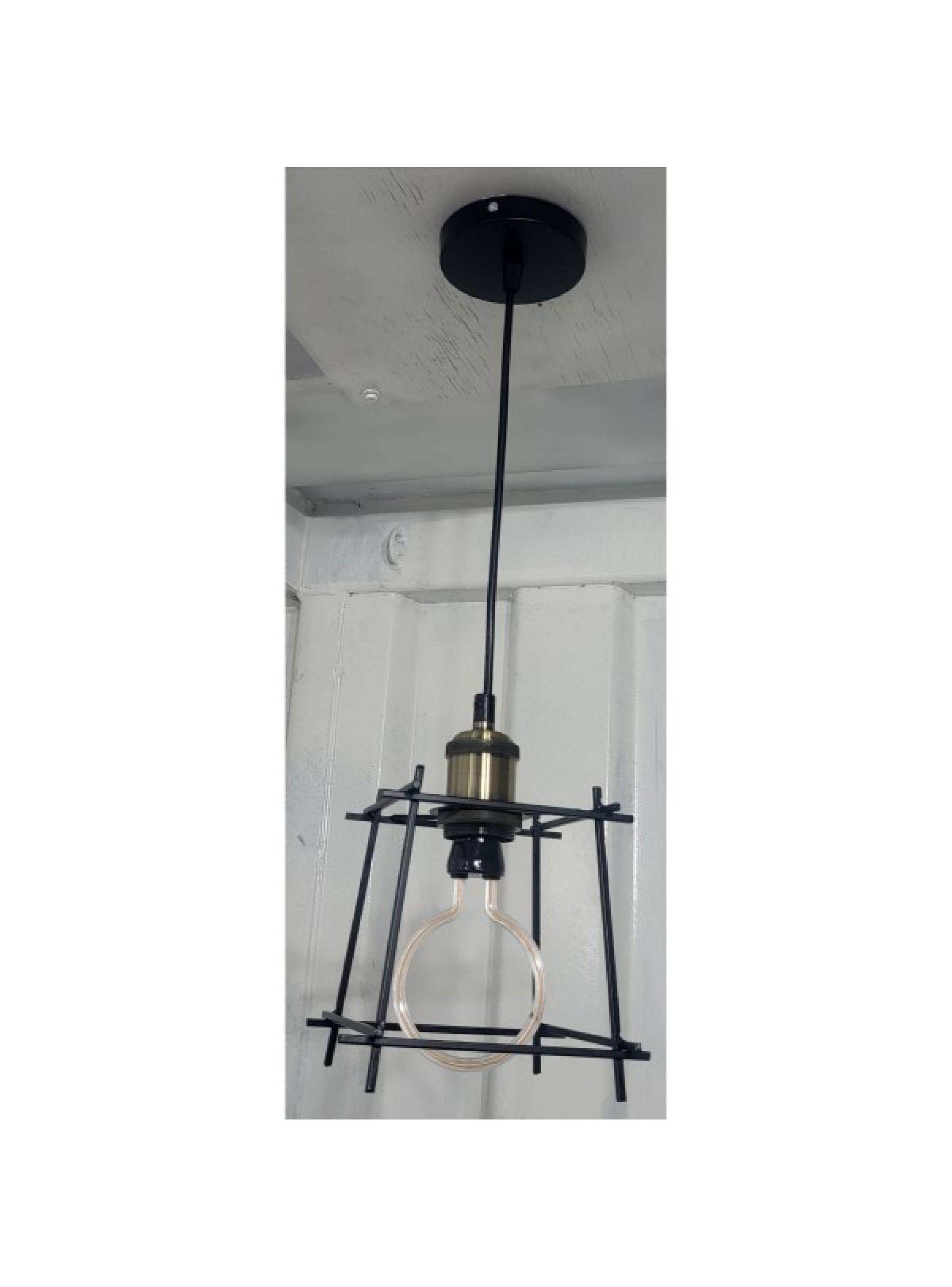 Lampara Colgante Vintage Industrial Metalica Negra Ampolleta de regalo-2