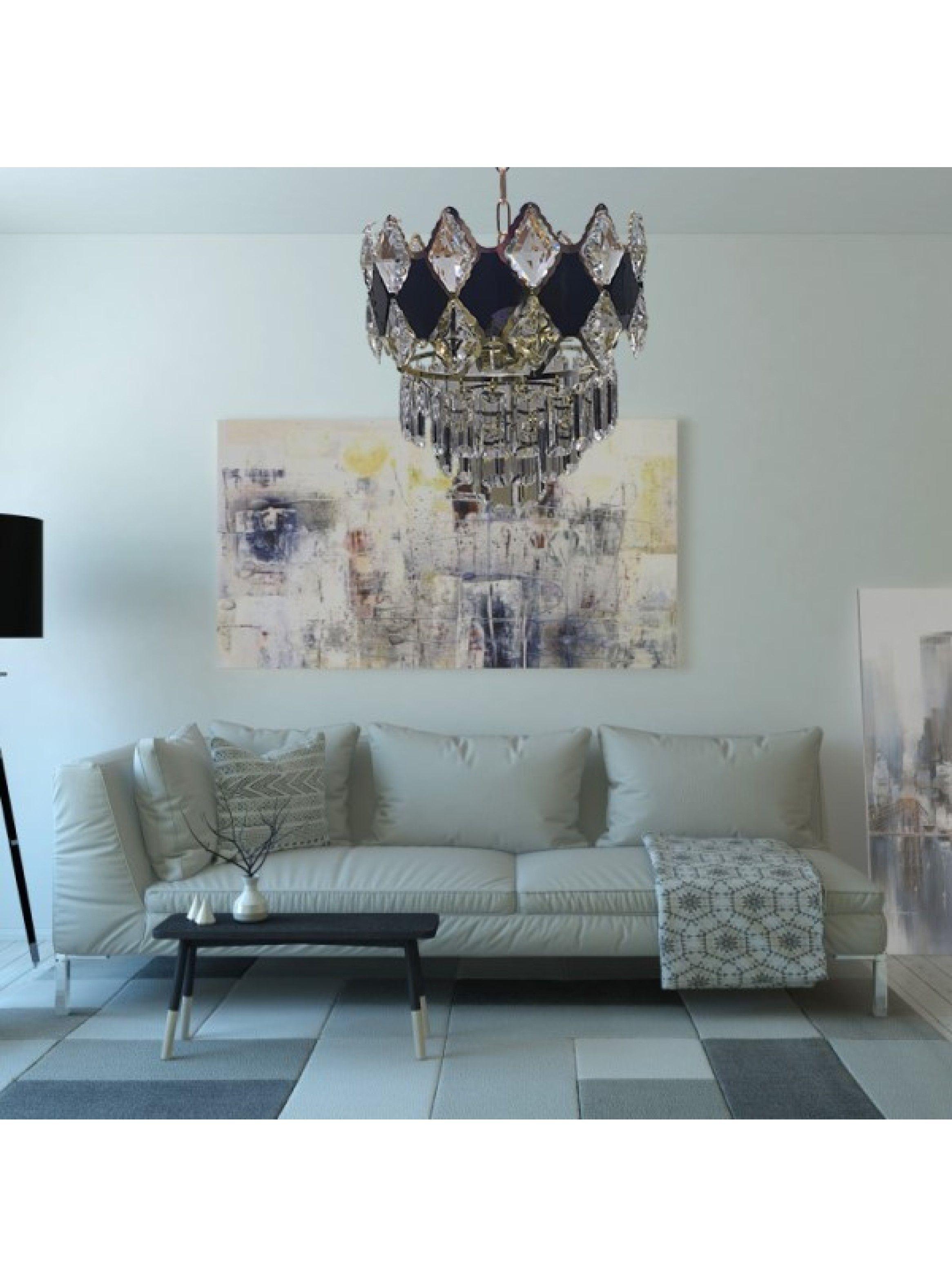 Lampara Colgante Metal Dorado Cristal K9 8 Soquetes E14 -2