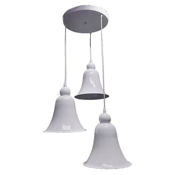 Lampara Colgante 3 Tulipas Metalicas colores Ampolletas Incluidas -0