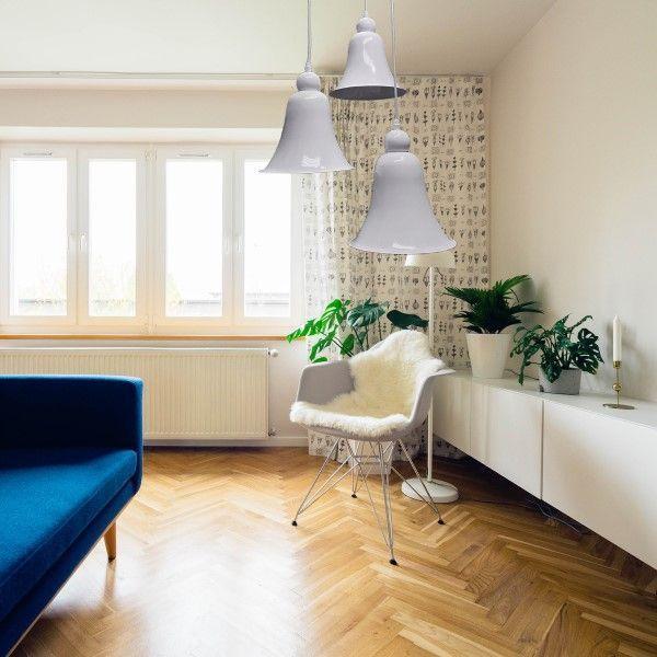 Lampara Colgante 3 Tulipas Metalicas colores Ampolletas Incluidas -1