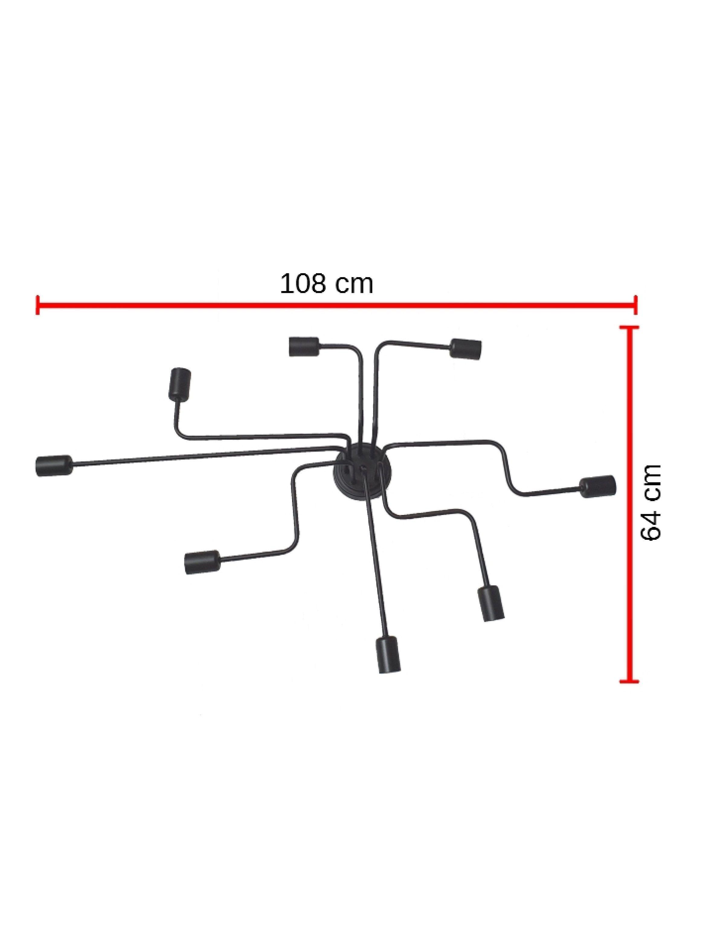 Lampara De Techo Negra Metalica Vintage Industrial 8 Brazos -2