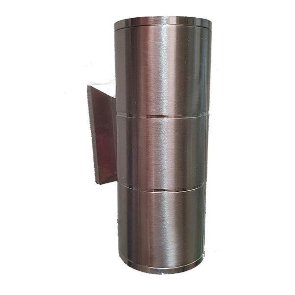 Aplique de pared exterior tubular color acero inoxidable IP 54 ampolletas incluidas-0