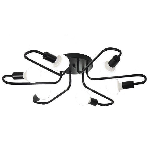 Lampara Colgante Negra Metalica Vintage Industrial 6 Soquetes-0