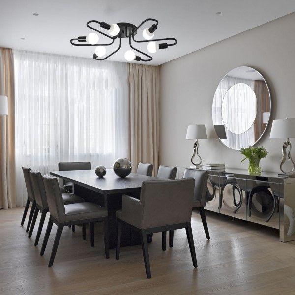 Lampara Colgante Negra Metalica Vintage Industrial 6 Soquetes-2