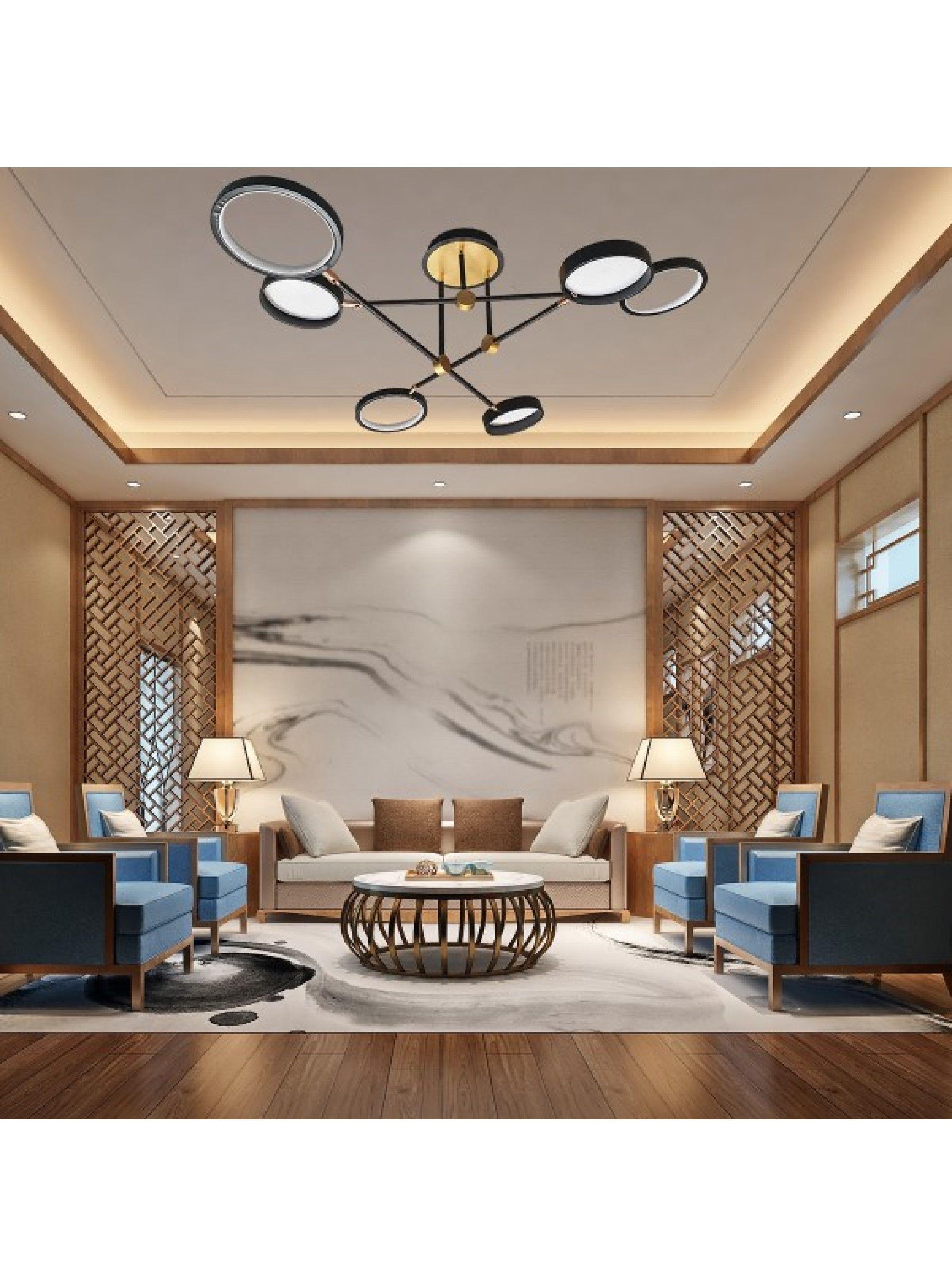 Lampara De Techo Negro Y Dorado Led Calida O Fria -2