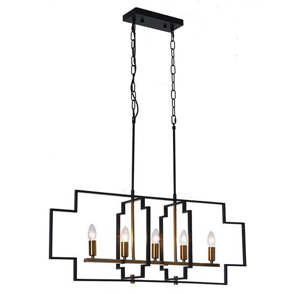 Lampara Colgante Metal Negro Y Dorado Ampolletas Incluidas -0