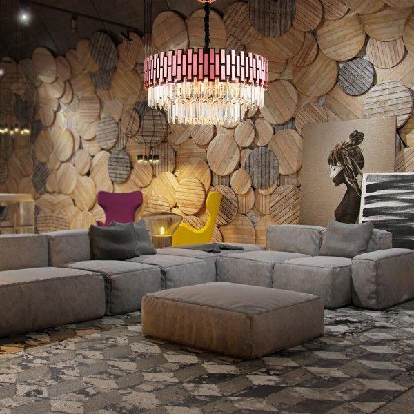 Lampara Colgante Cristal K9 purpura Metal 12 Soquetes E14 -4