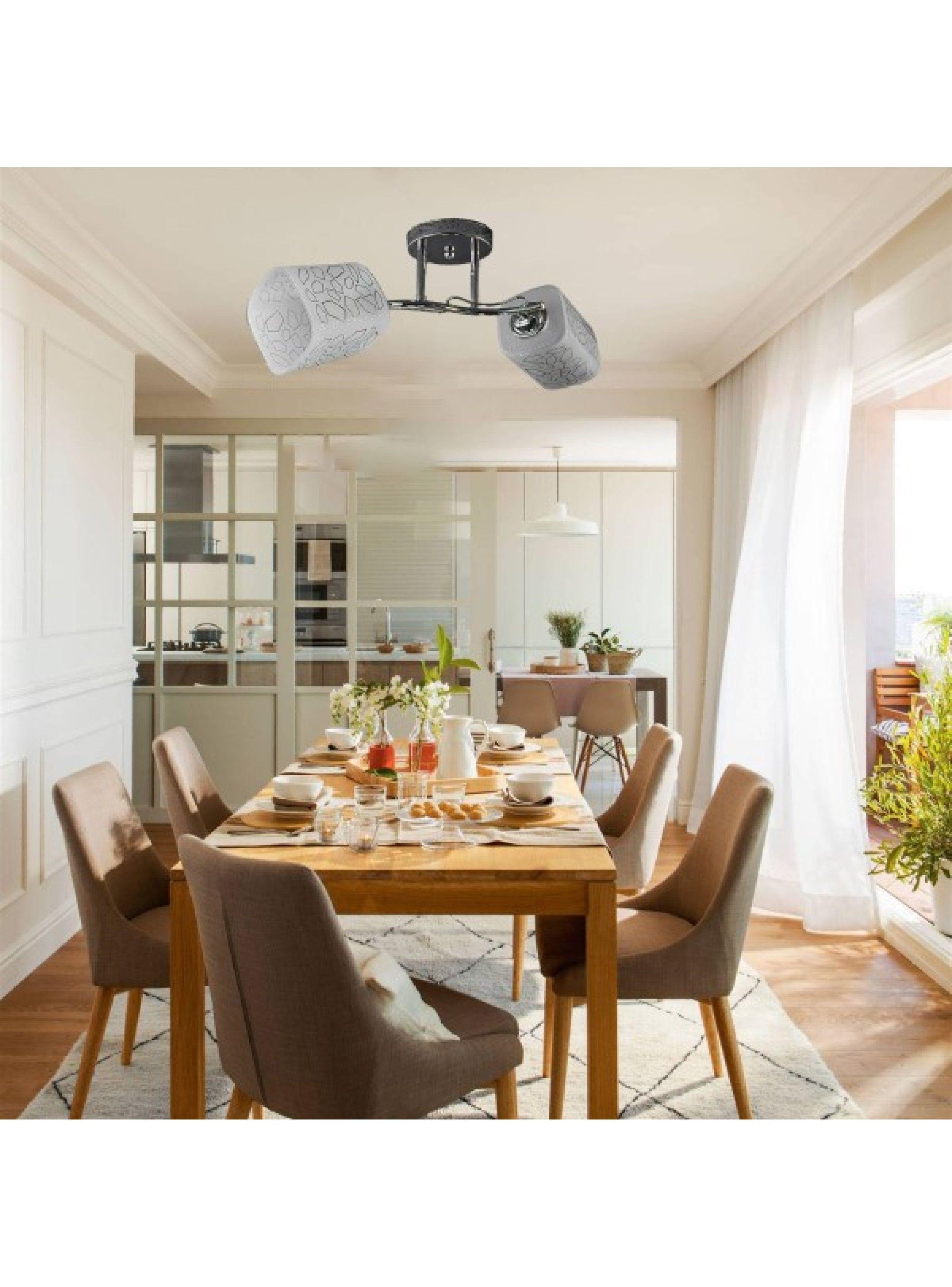 Lampara De Techo Metalica Cromada Tulipas Vidrio E27 -2