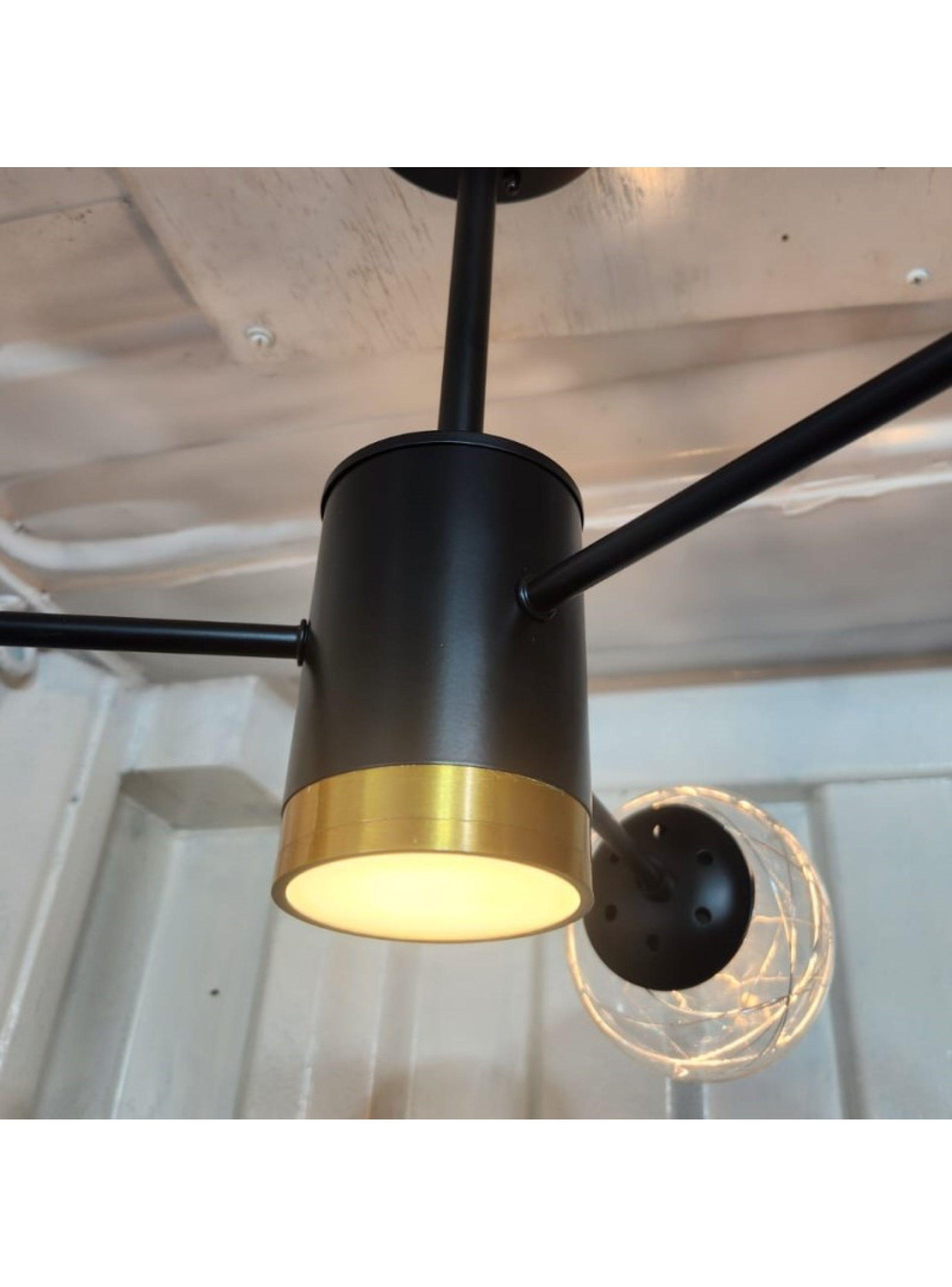 Lampara De Techo Negro Y Dorado Ampolletas De Regalo -2