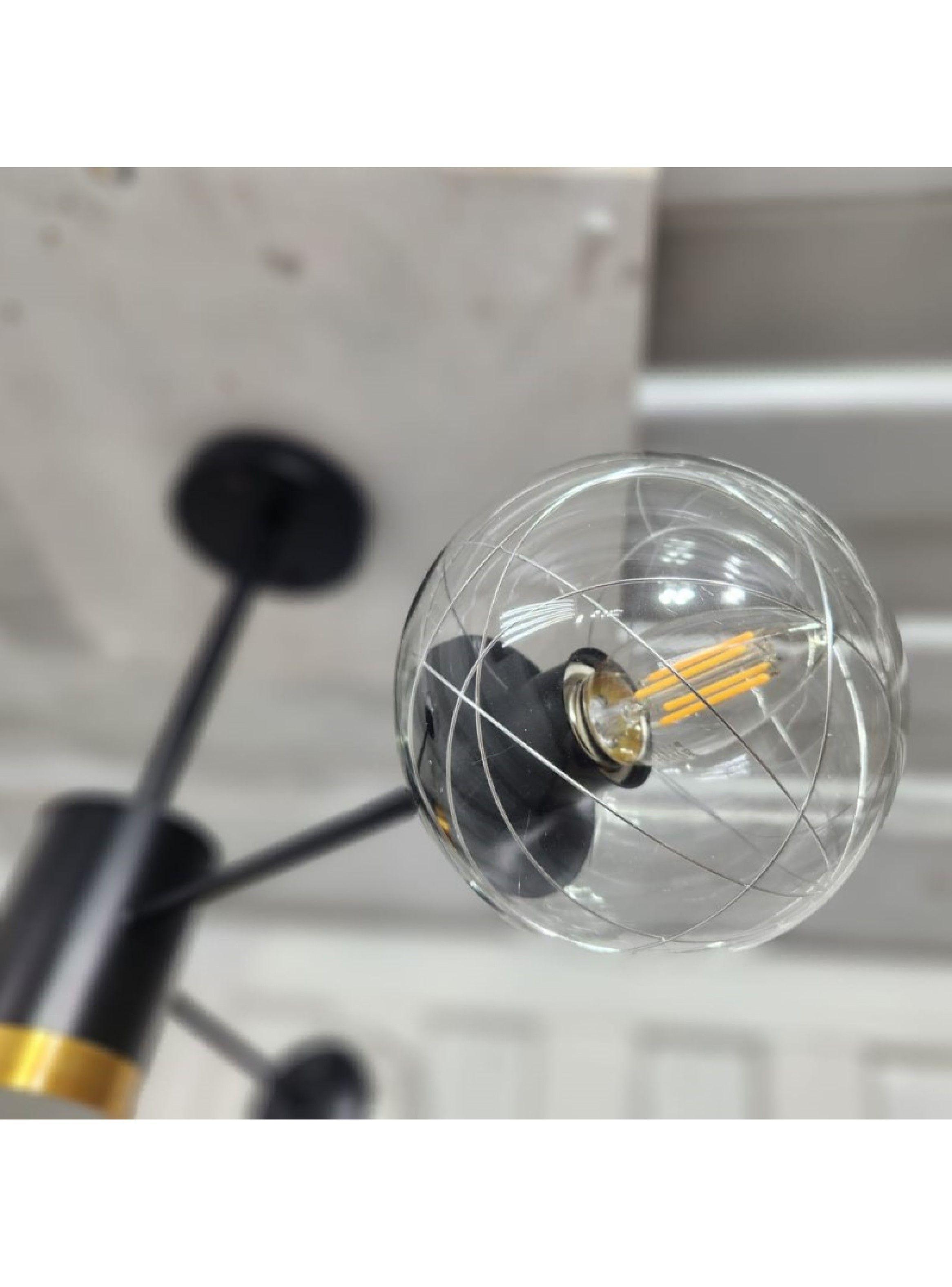 Lampara De Techo Negro Y Dorado Ampolletas De Regalo -3