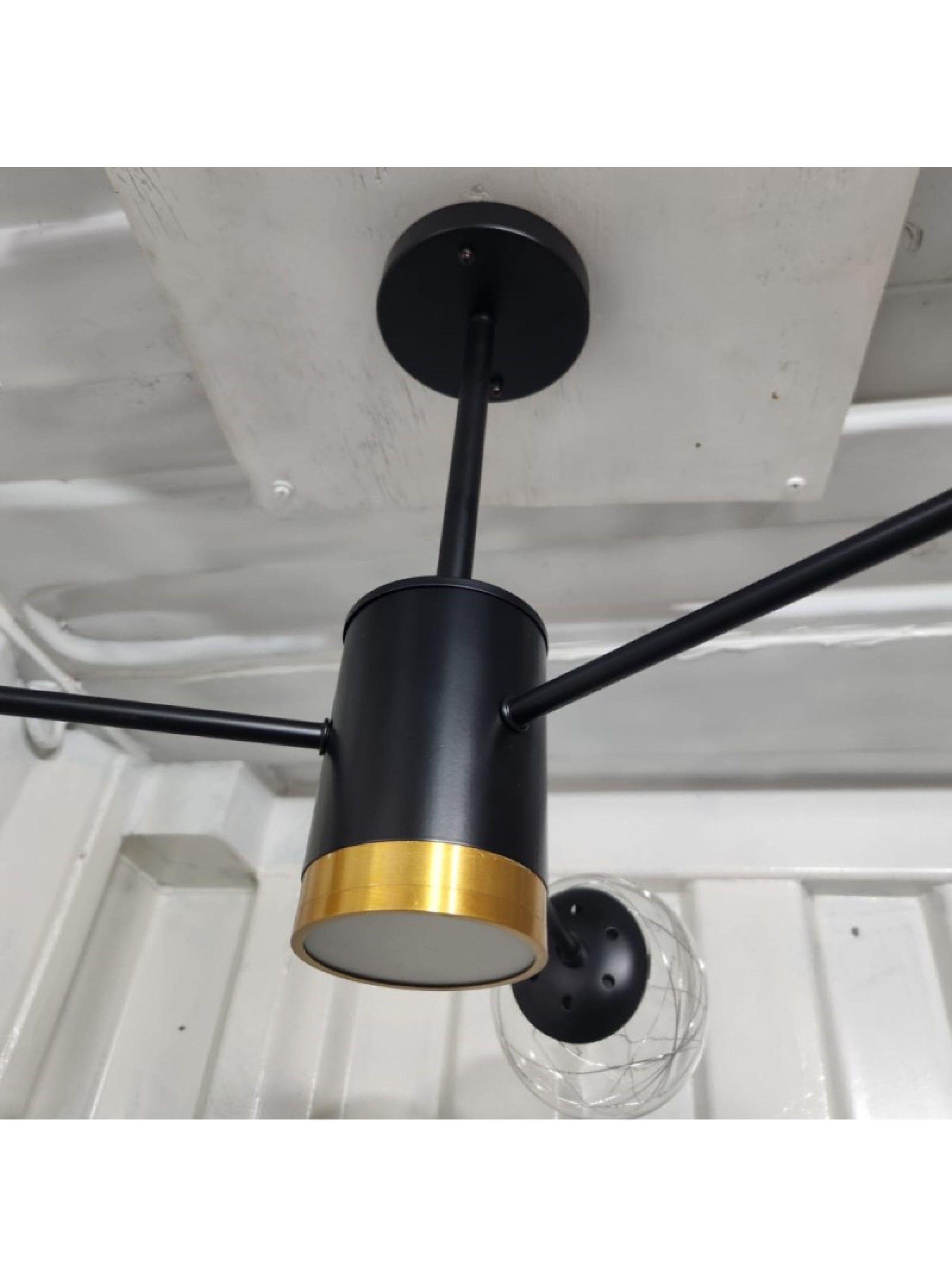 Lampara De Techo Negro Y Dorado Ampolletas De Regalo -4