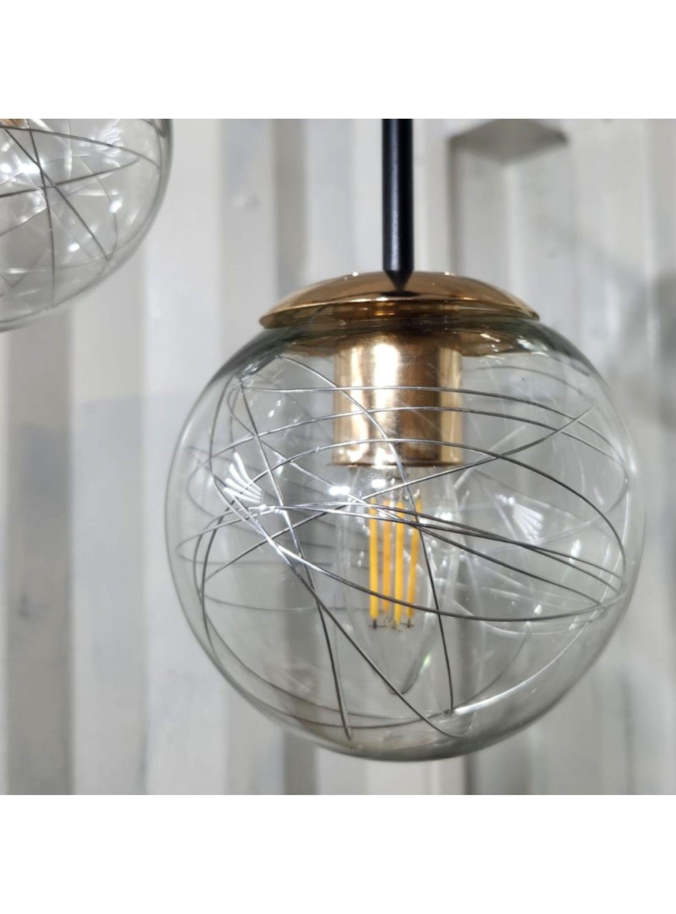 Lampara De Techo Metal Vidrio Negro Cobre Ampolleta Incluida -2