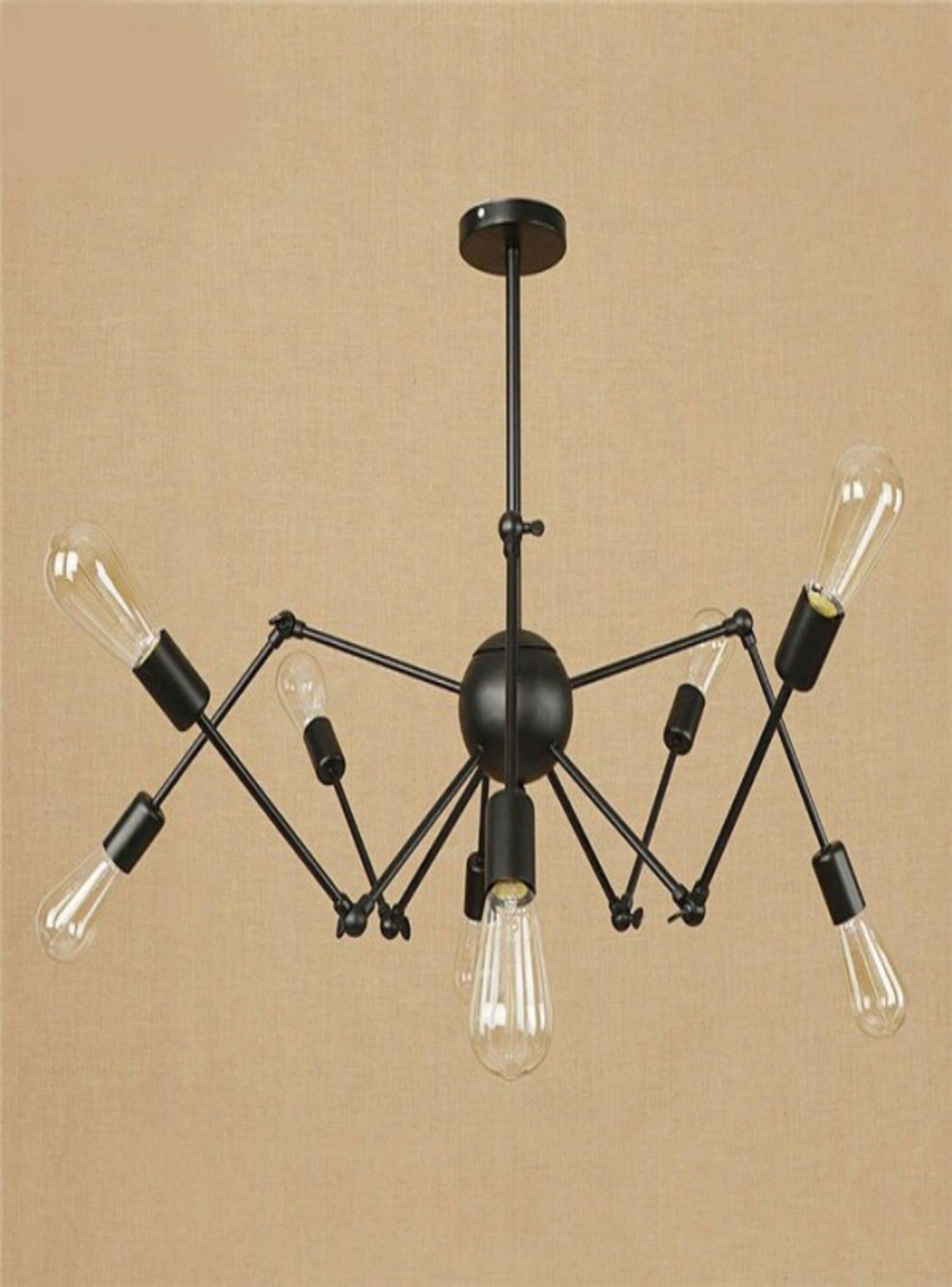 Lampara De Techo Negra Metalica 8 Luces Articulable -5