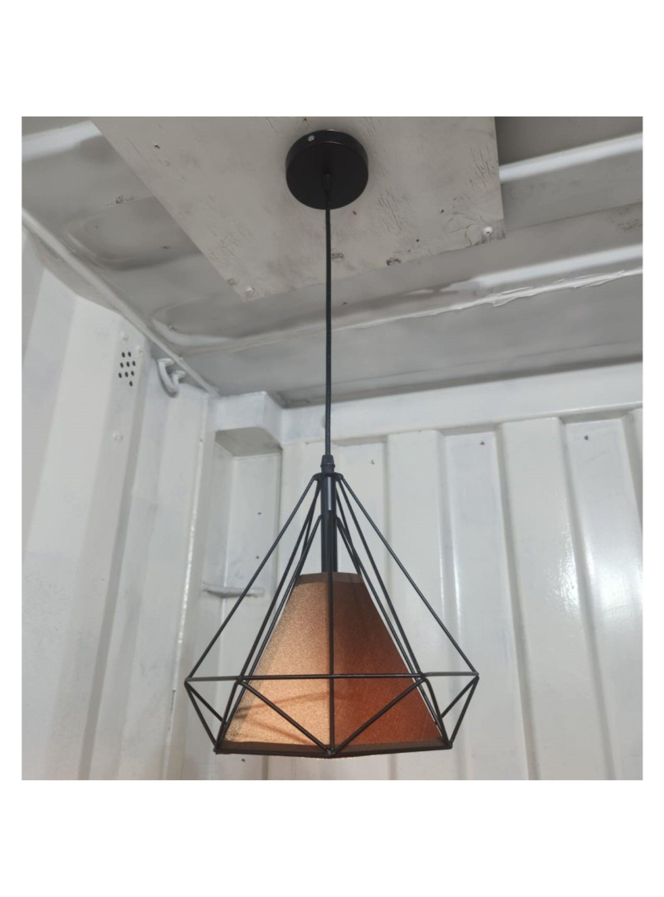 Pack 2 Lamparas Colgantes Metal Tela Negro Cafe Ampolletas gratis-2